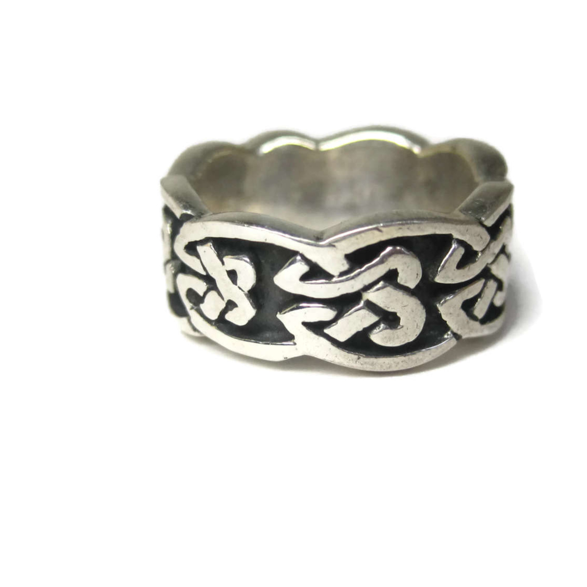 Wide Vintage 90s Sterling Celtic Band Ring Size 5