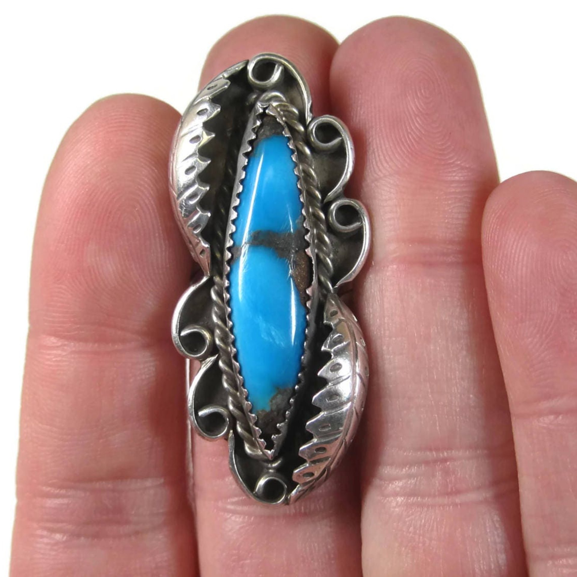 Large Vintage Navajo Turquoise Ring Size 8 Abel Toledo