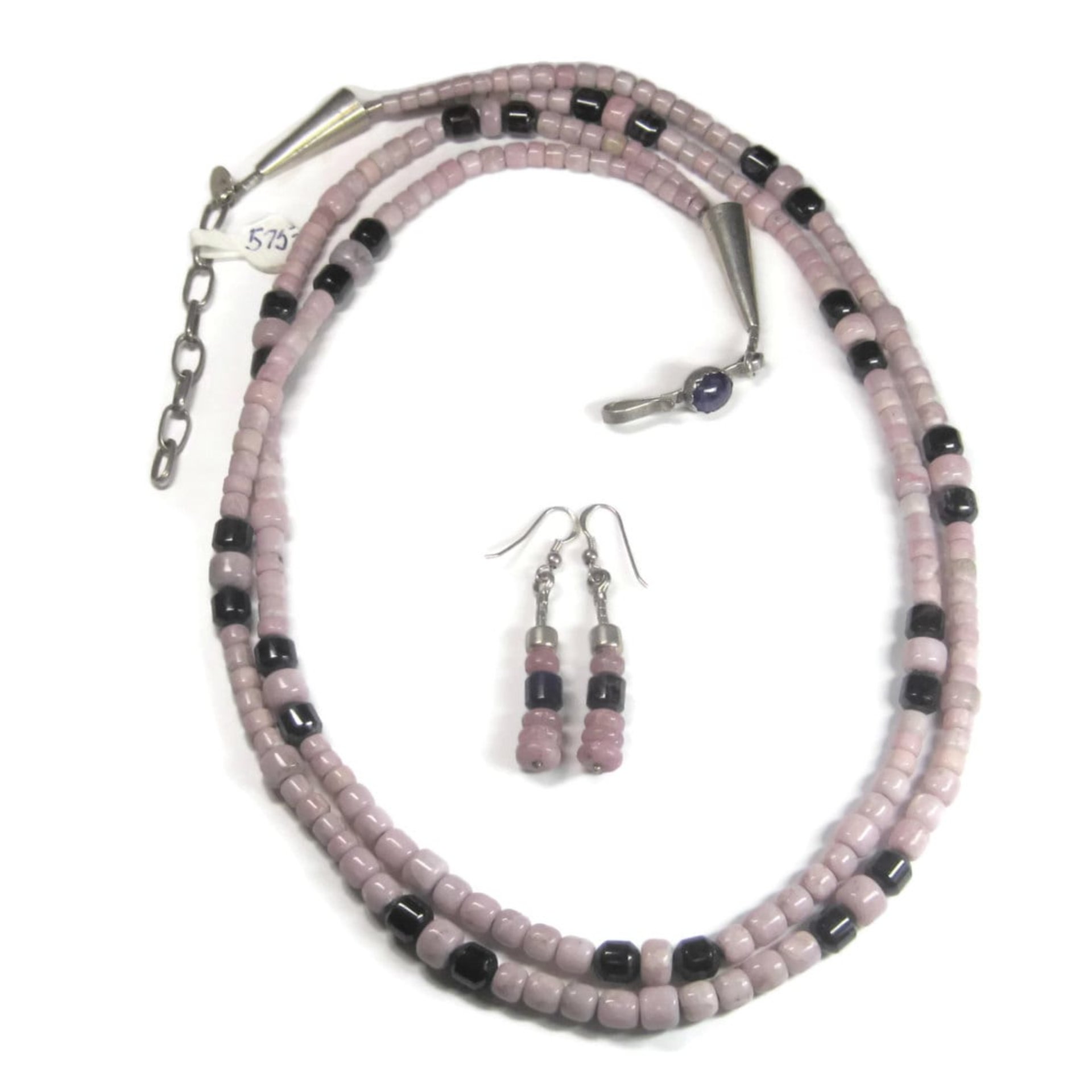 Vintage Sterling Navajo Pink Opal Sugilite Necklace Leonard Platero