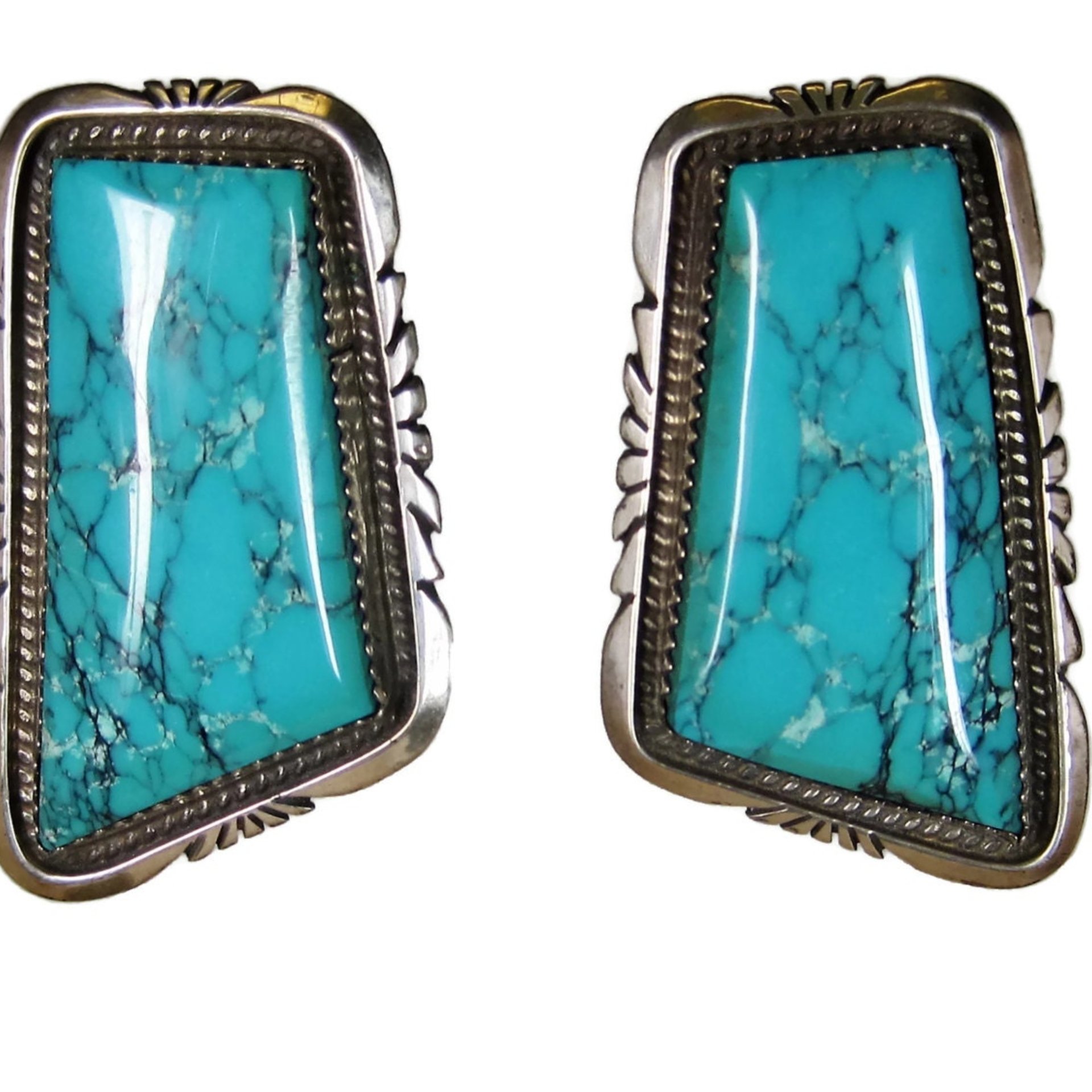 Large Vintage Sterling Turquoise Earrings Betty Bitsie