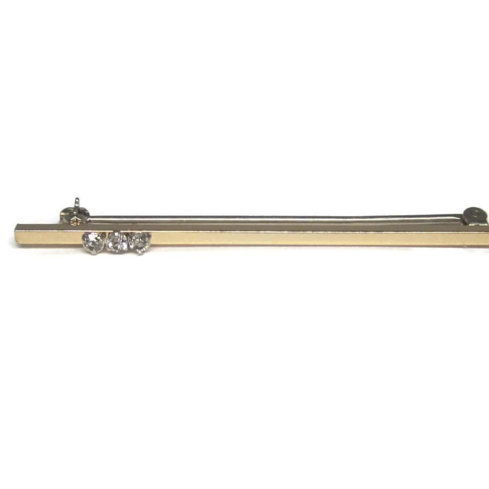 Estate Krementz 14K Faux Diamond Bar Brooch