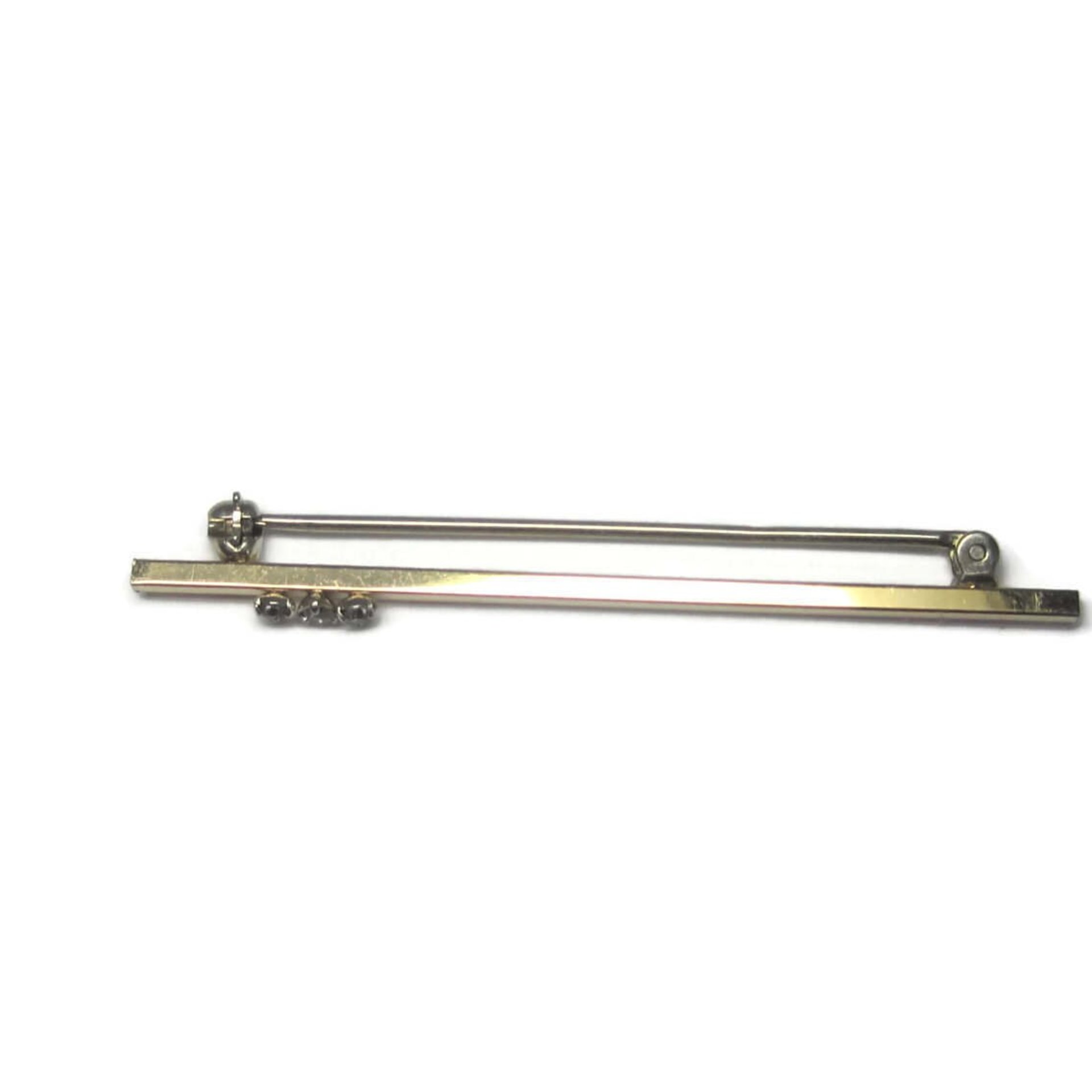 Estate Krementz 14K Faux Diamond Bar Brooch