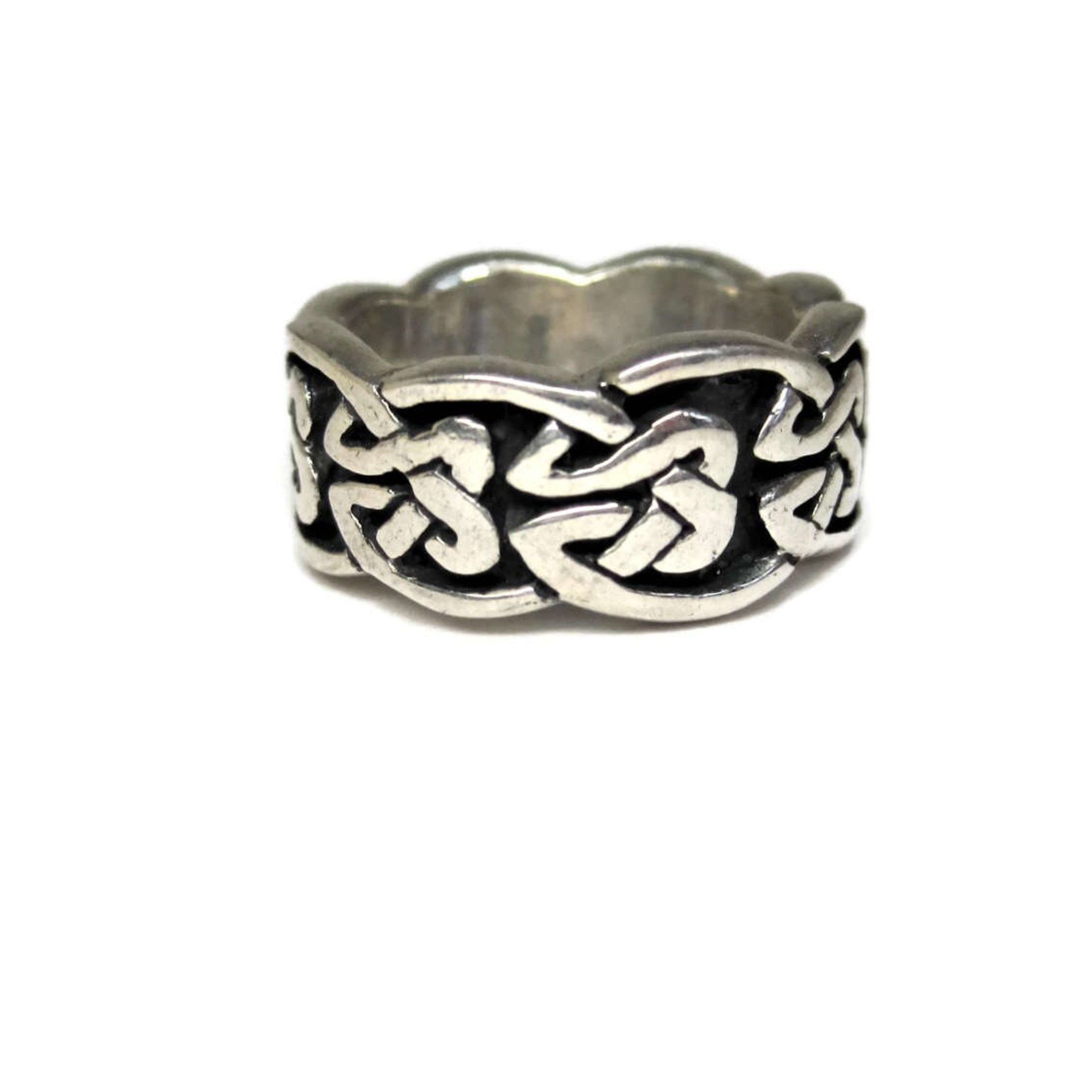Wide Vintage 90s Sterling Celtic Band Ring Size 5