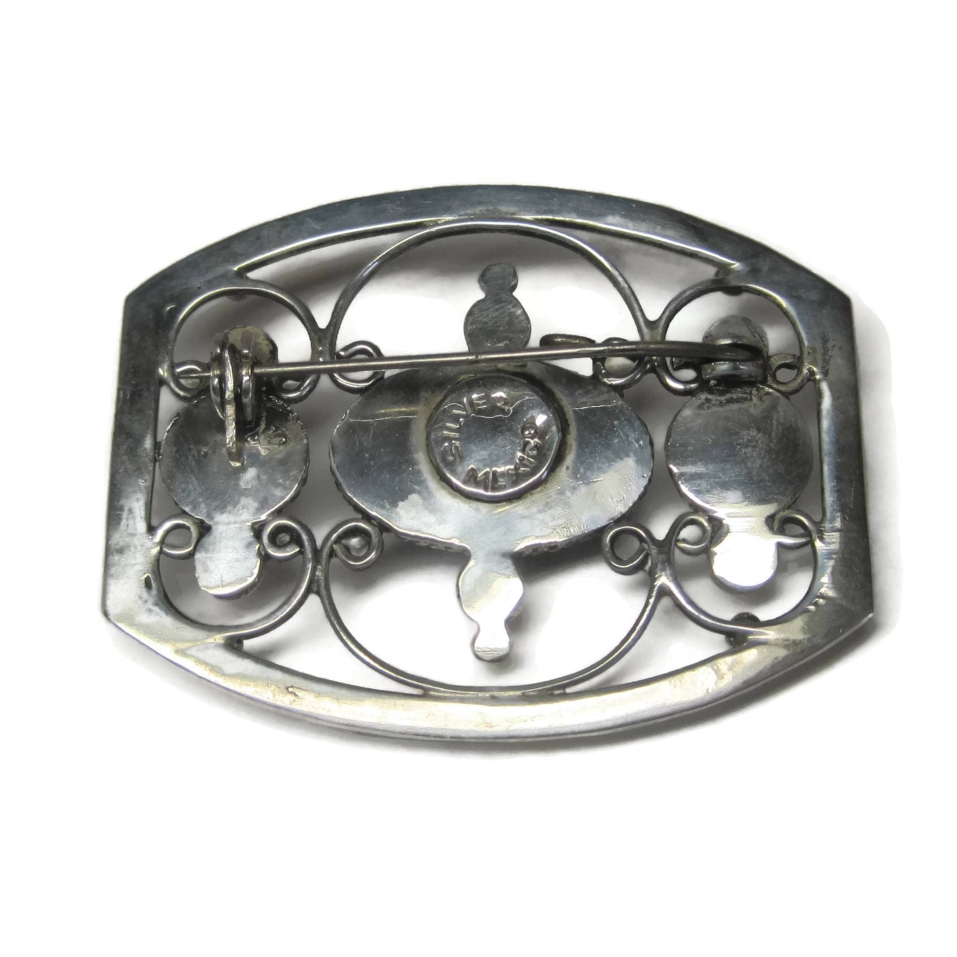 Estate Mexican Sterling Amethyst Brooch
