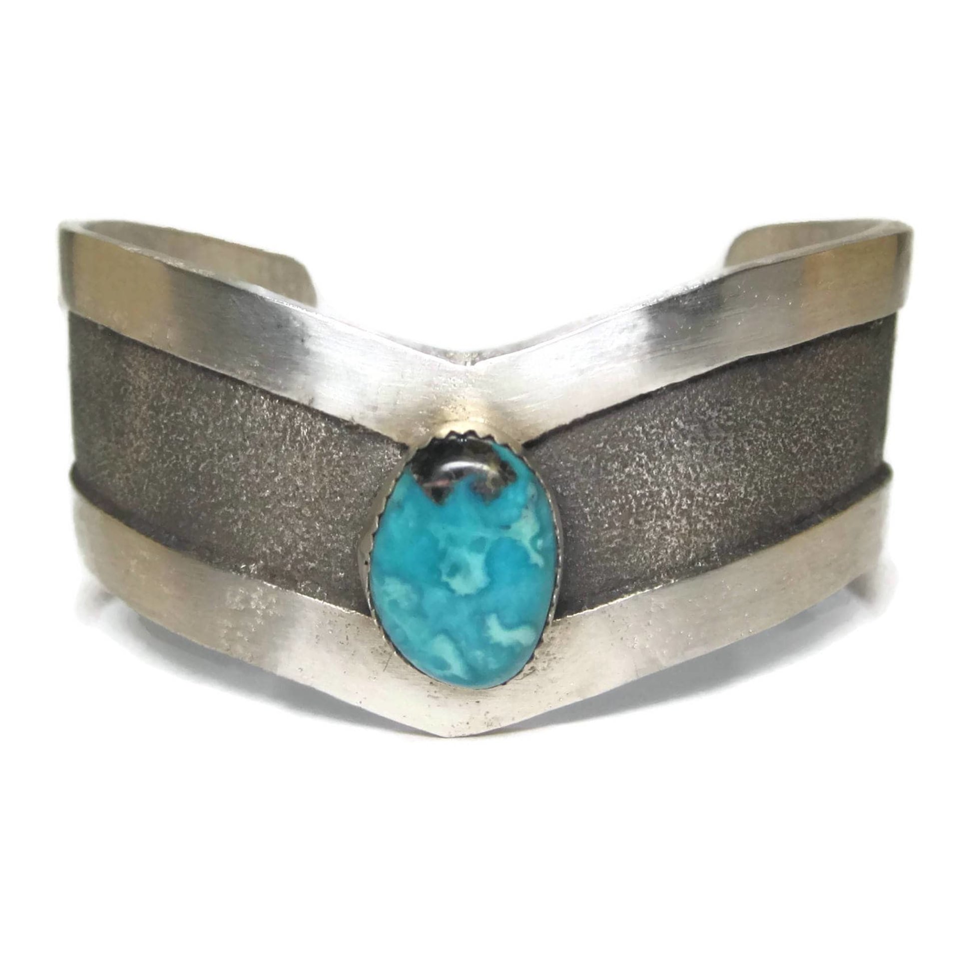 Vintage Navajo Sterling Tufa Turquoise Cuff Bracelet 6.75 Inches