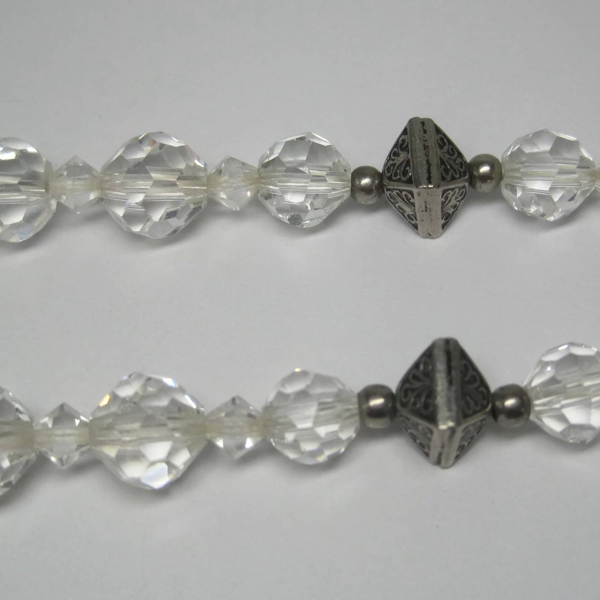 Vintage Sterling Czech Glass Faceted Bead Necklace