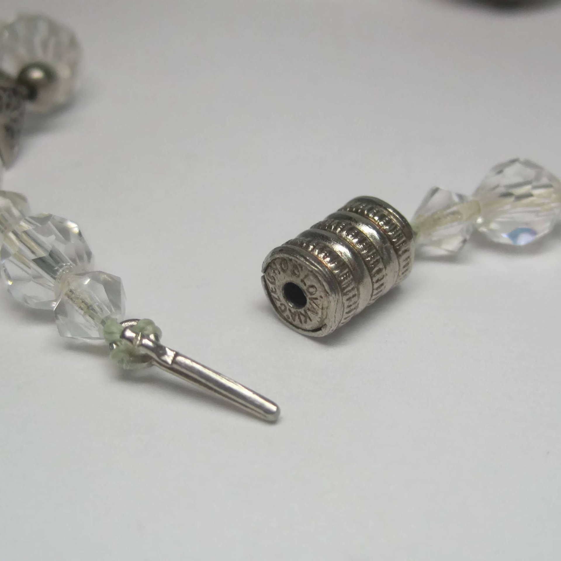 Vintage Sterling Czech Glass Faceted Bead Necklace