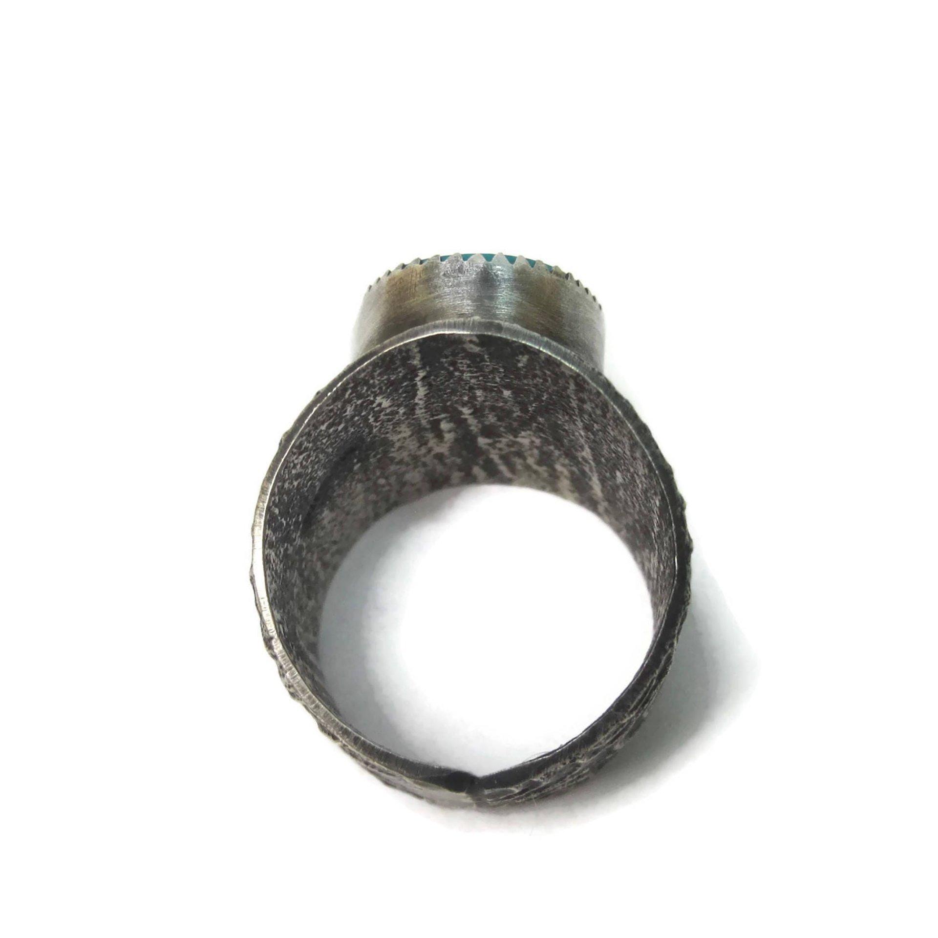 Vintage Tufa Cast Turquoise Ring Native American Size 11