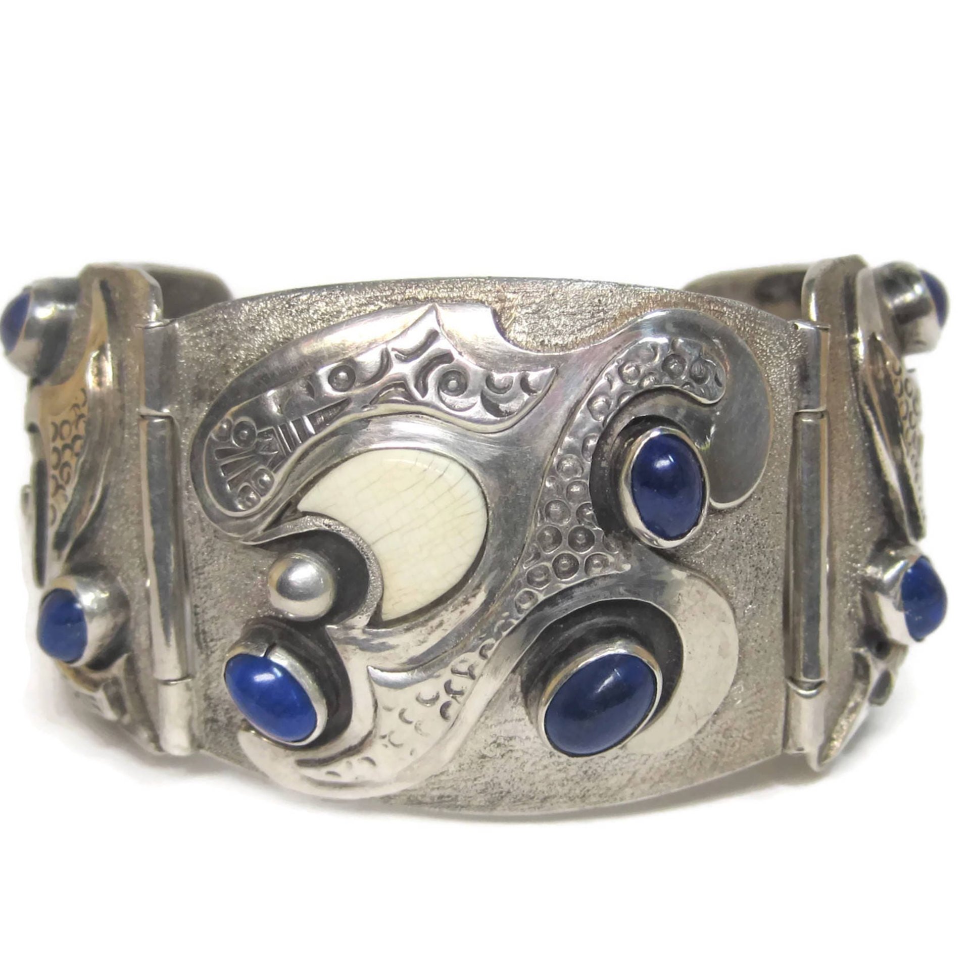 Custom Vintage Lapis Bracelet Sterling 6 Inches Teresa Archibeque