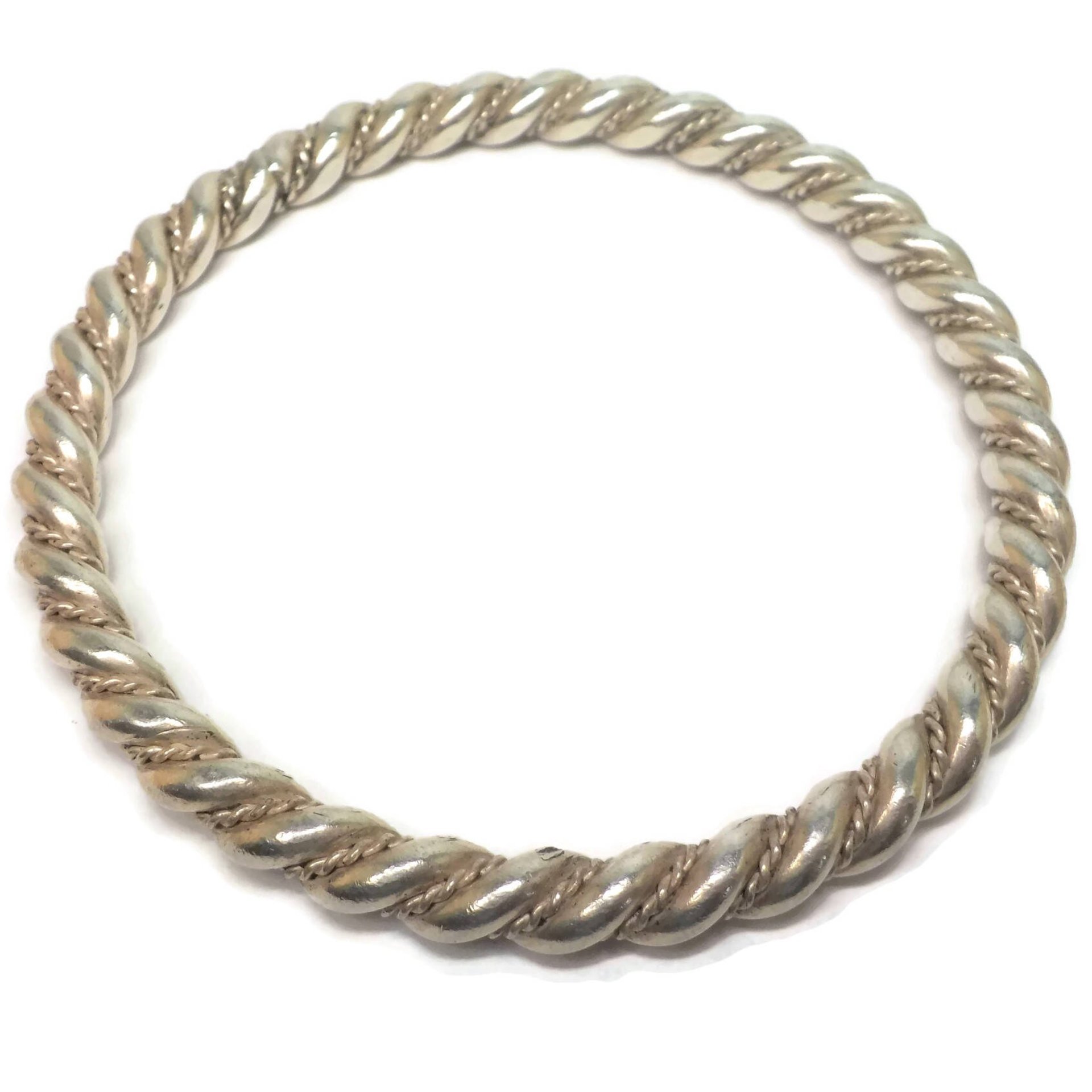 Vintage Southwestern Sterling Rope Bracelet 7.75 Inches