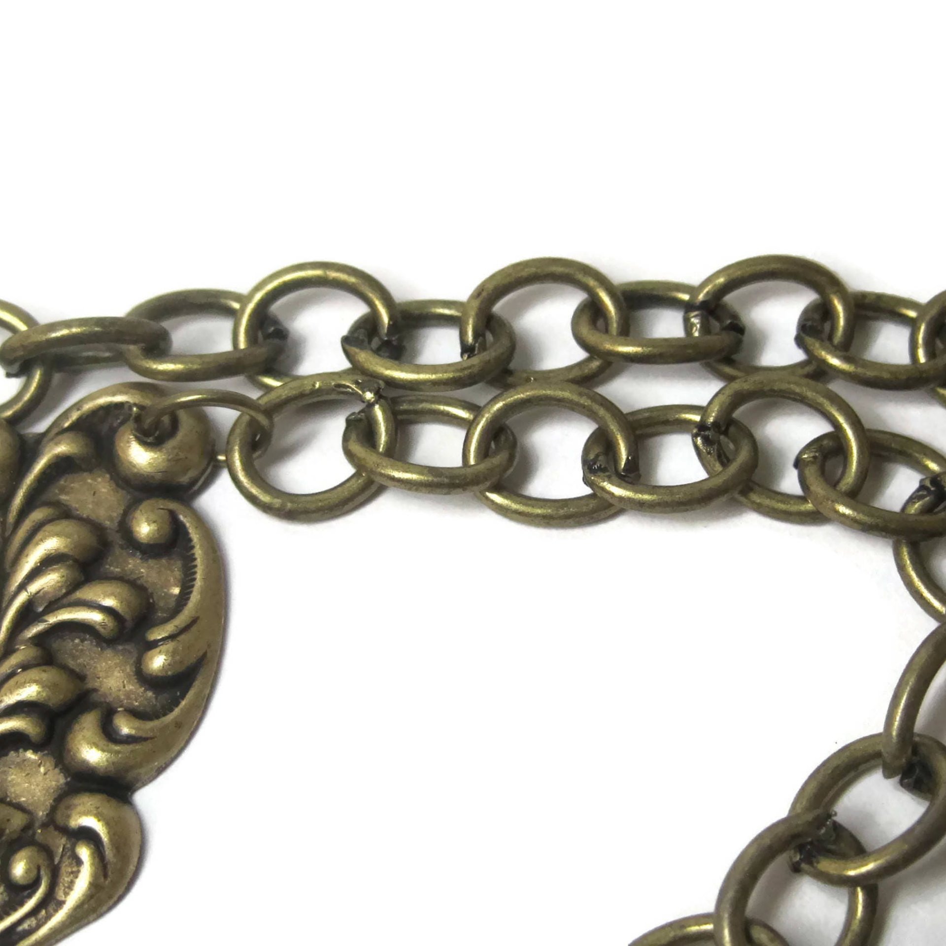 Vintage Brass Rhinestone Runway Bib Necklace
