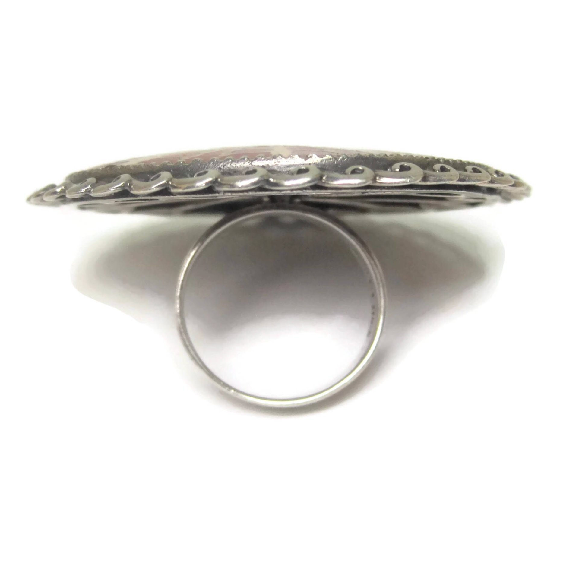 Huge Estate Sterling Red Shell Ring Size 7.5