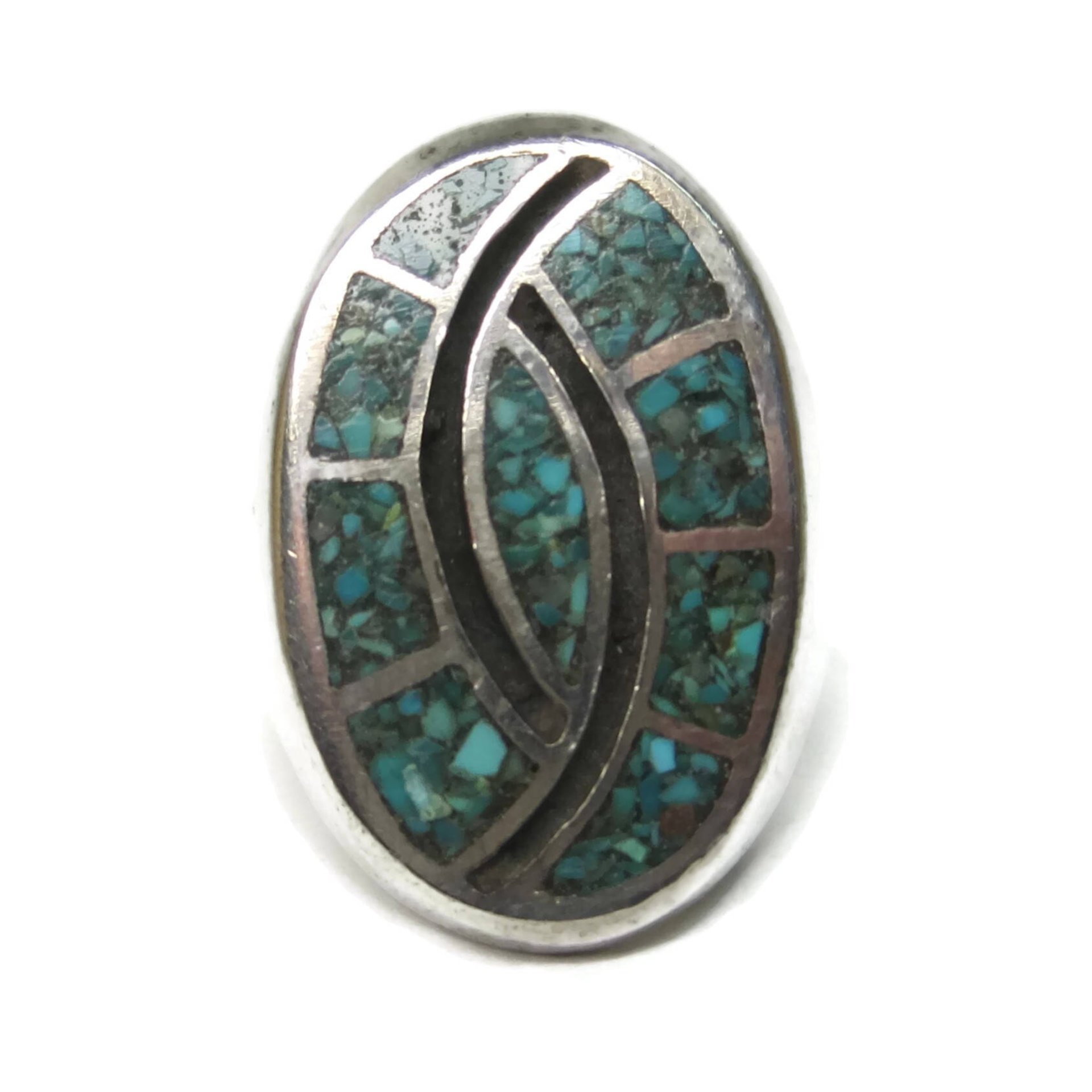 Southwestern Turquoise Chip Inlay Ring Size 9.5