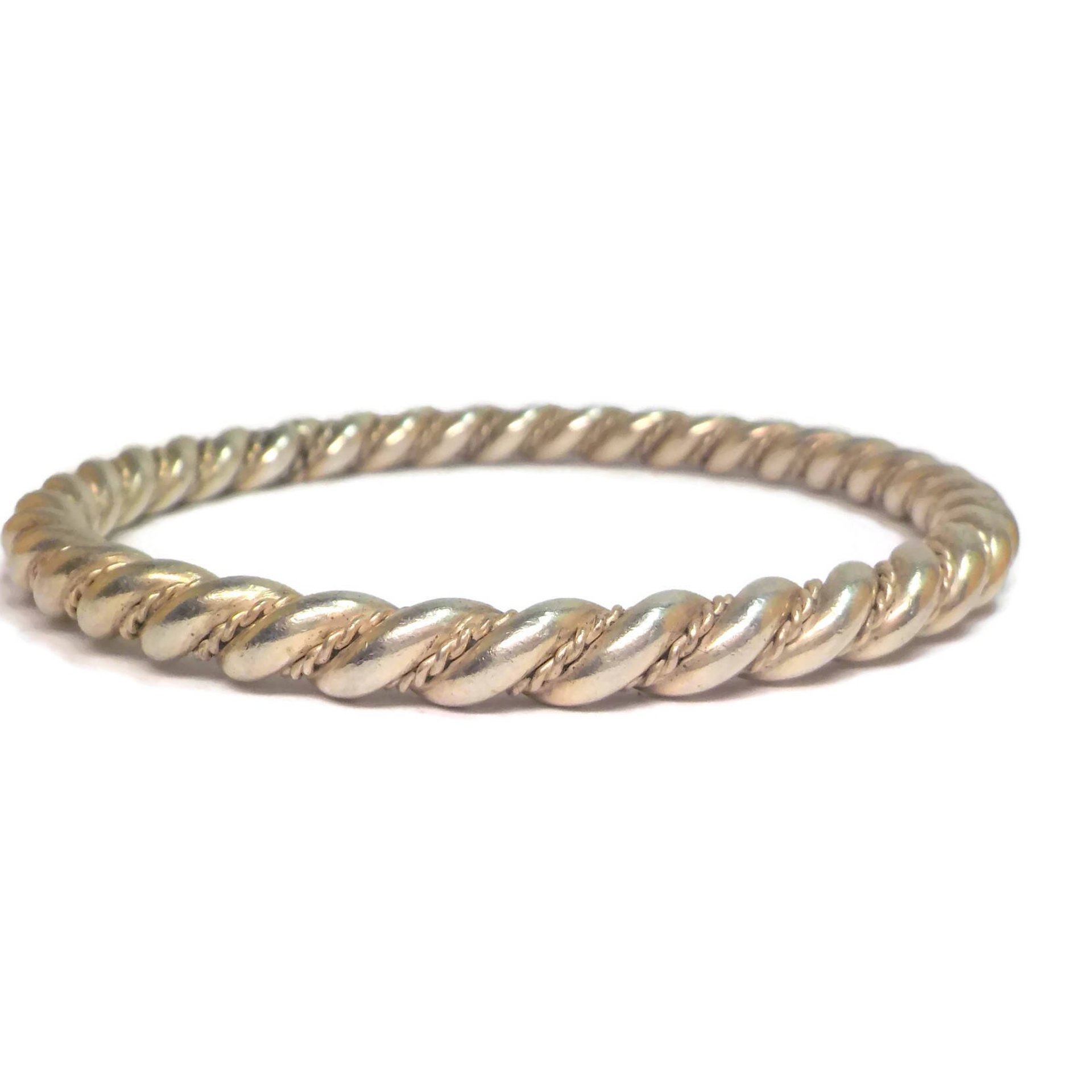 Vintage Southwestern Sterling Rope Bracelet 7.75 Inches