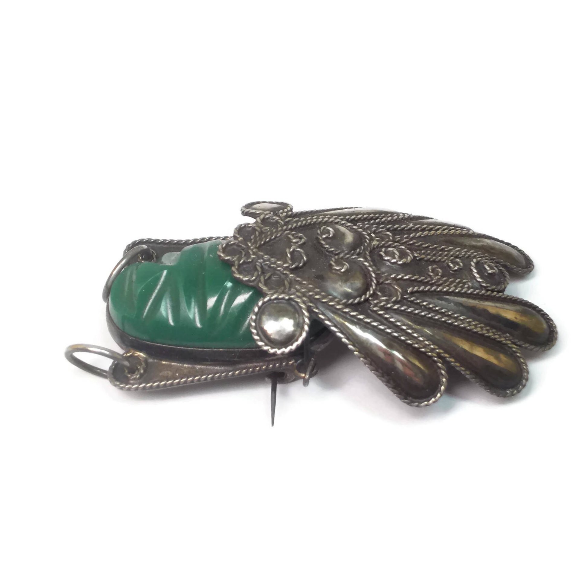 Vintage Mexican Sterling Mayan Mask Brooch AIM