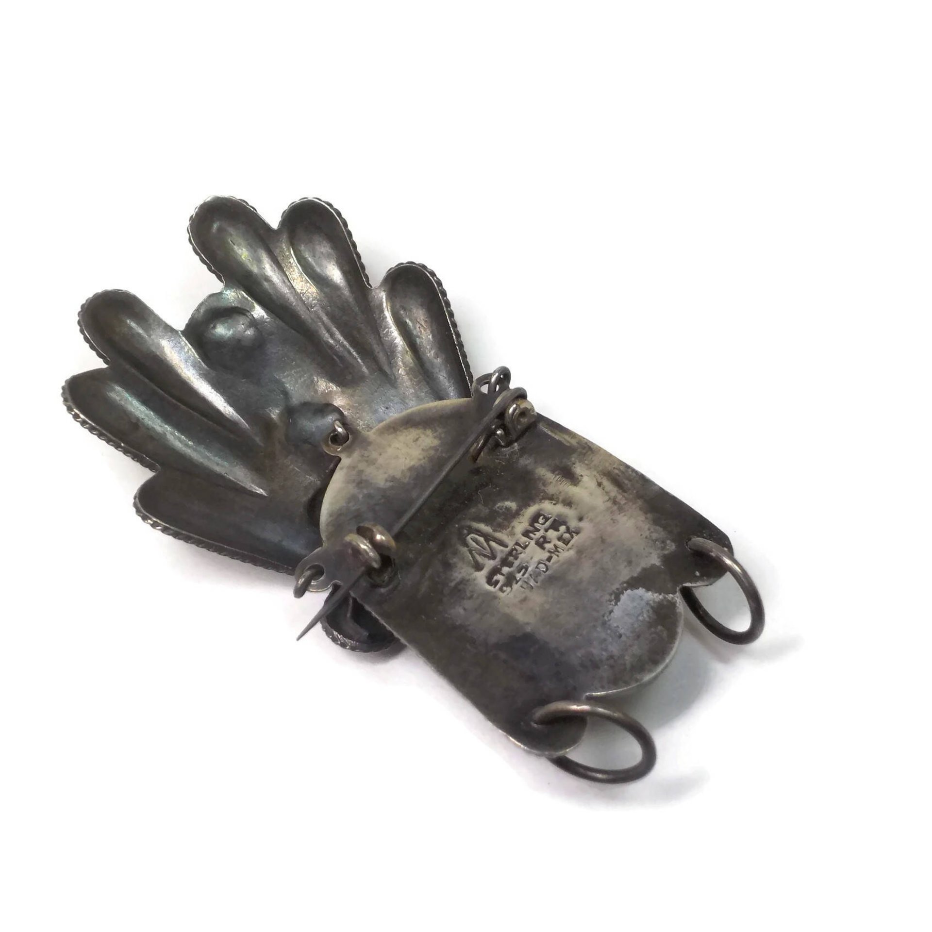 Vintage Mexican Sterling Mayan Mask Brooch AIM