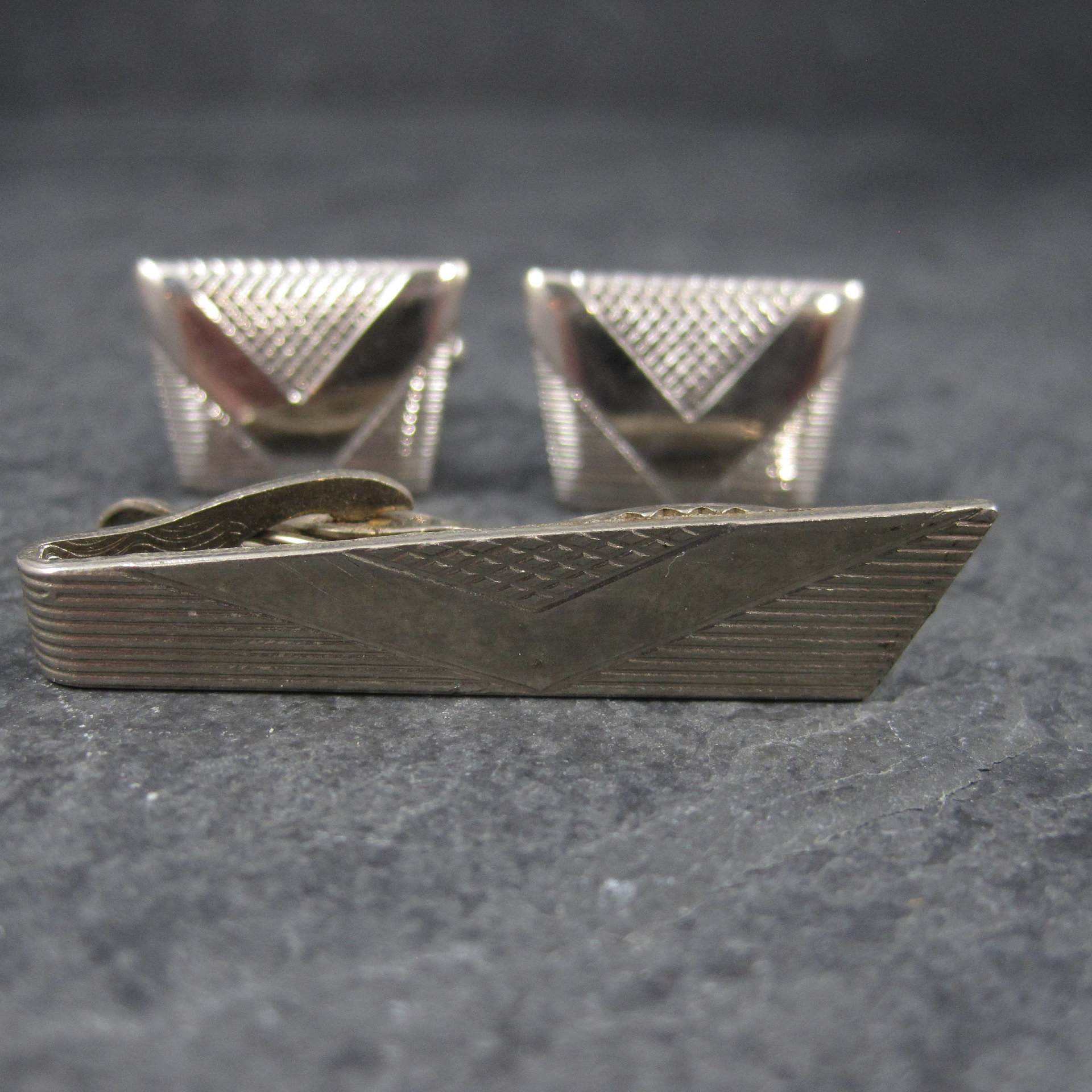 Vintage Cufflinks Tie Clip Set Styled by Fifth Avenue