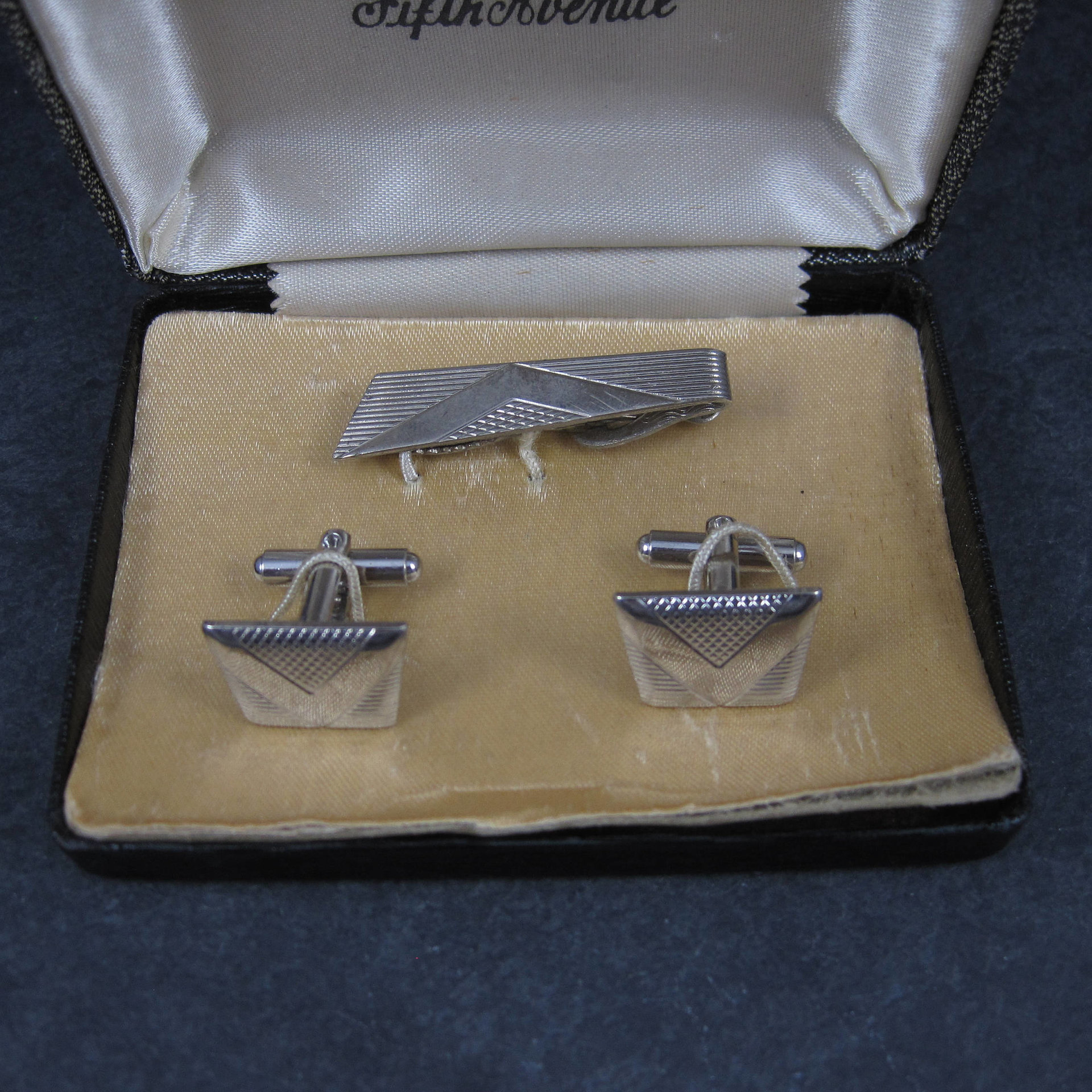 Vintage Cufflinks Tie Clip Set Styled by Fifth Avenue
