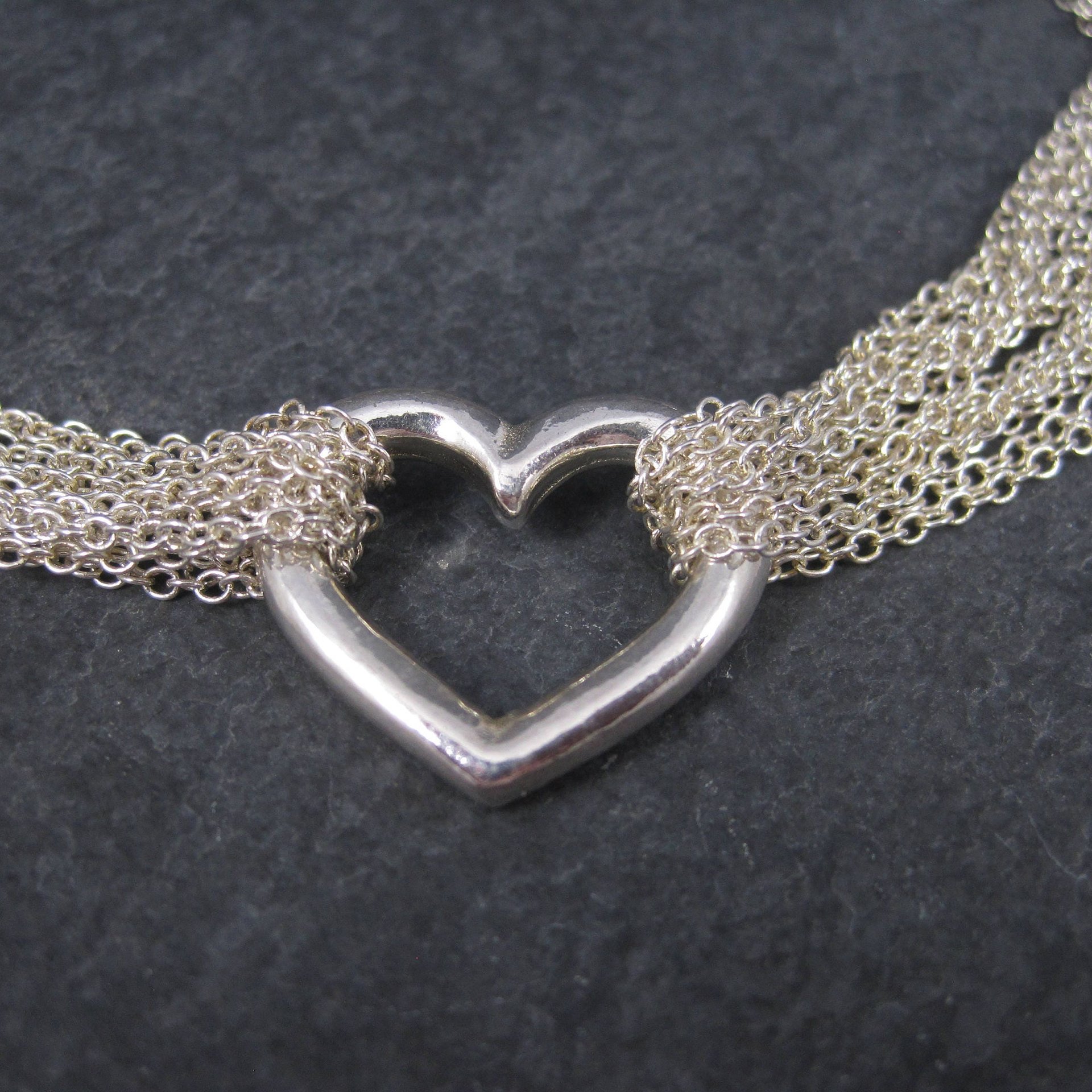 Vintage Silvertone Heart Toggle Bracelet 8 Inches
