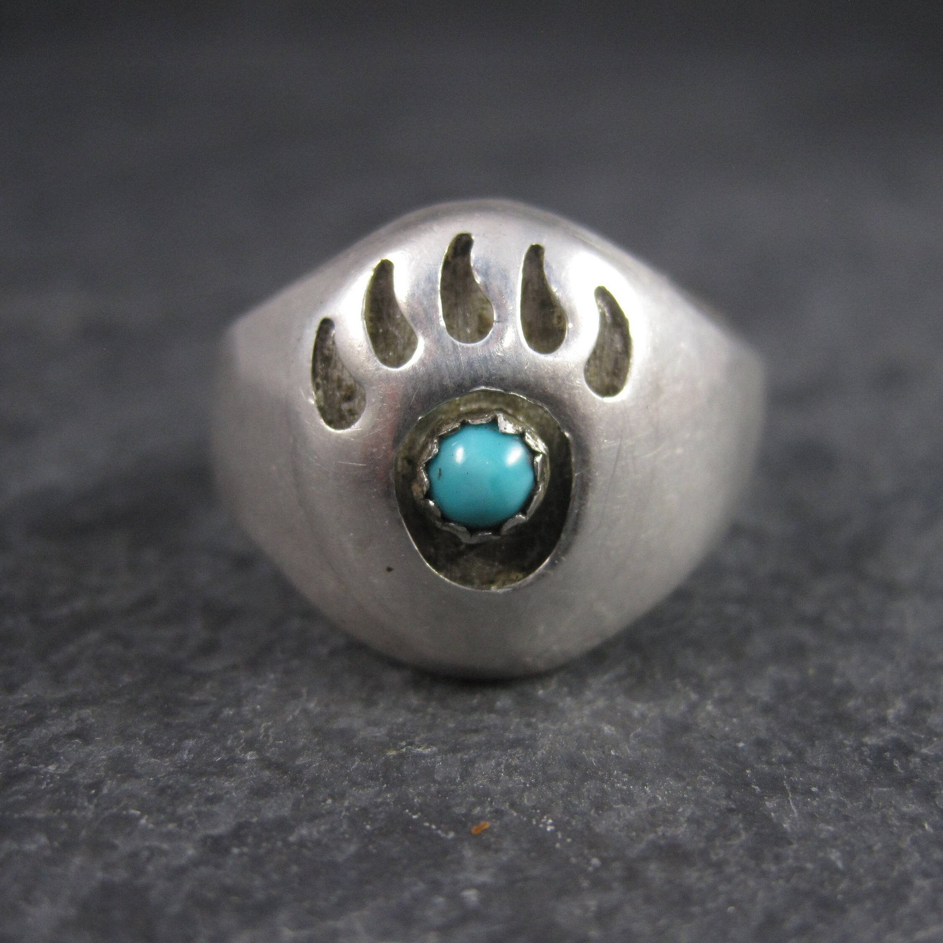 Vintage Navajo Shadowbox Bear Paw Ring Size 11