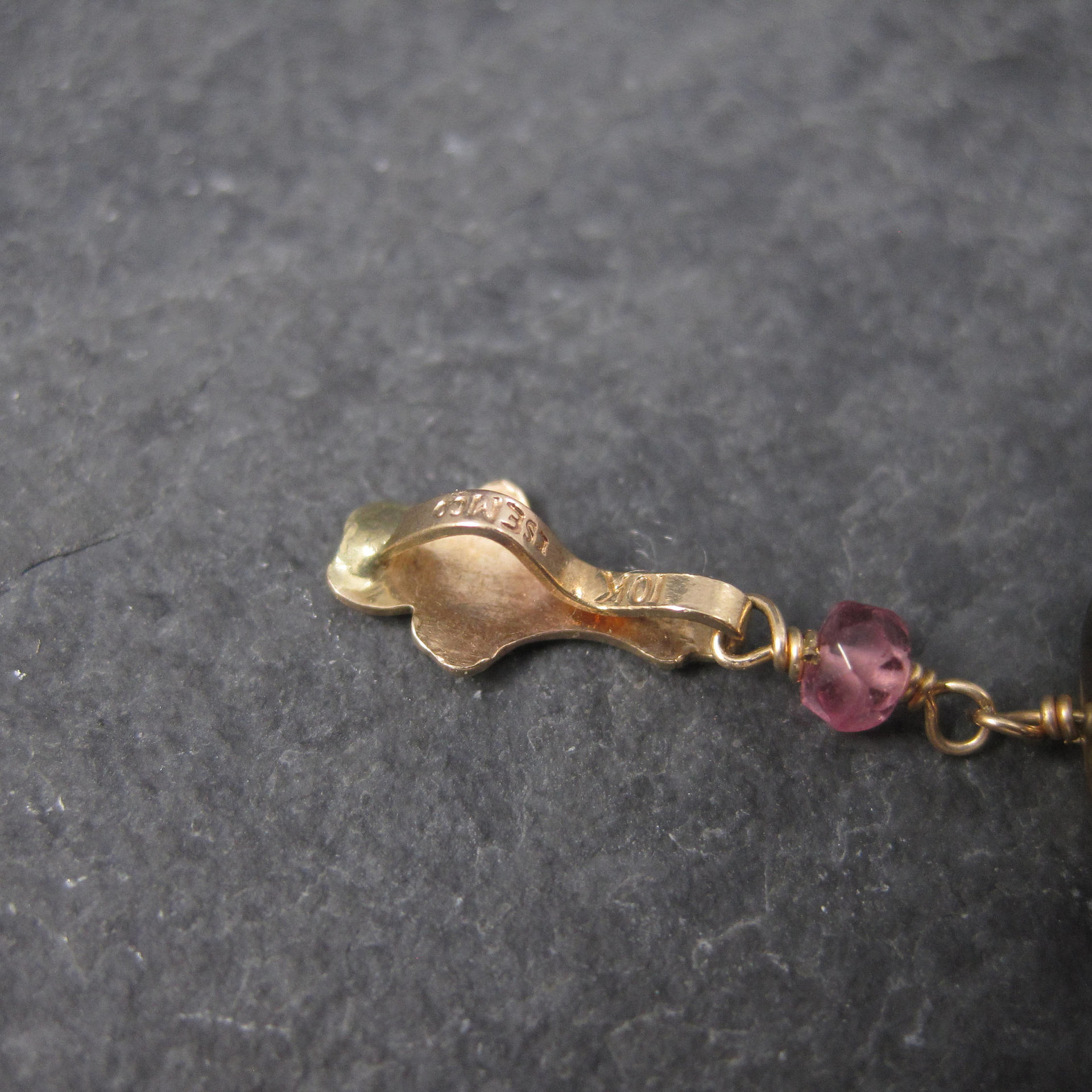 Antique 10K Gold Lavalier Pendant | Quartz Drop Necklace by Esemco Shiman Mfg Co | Edwardian Style Fine Jewelry