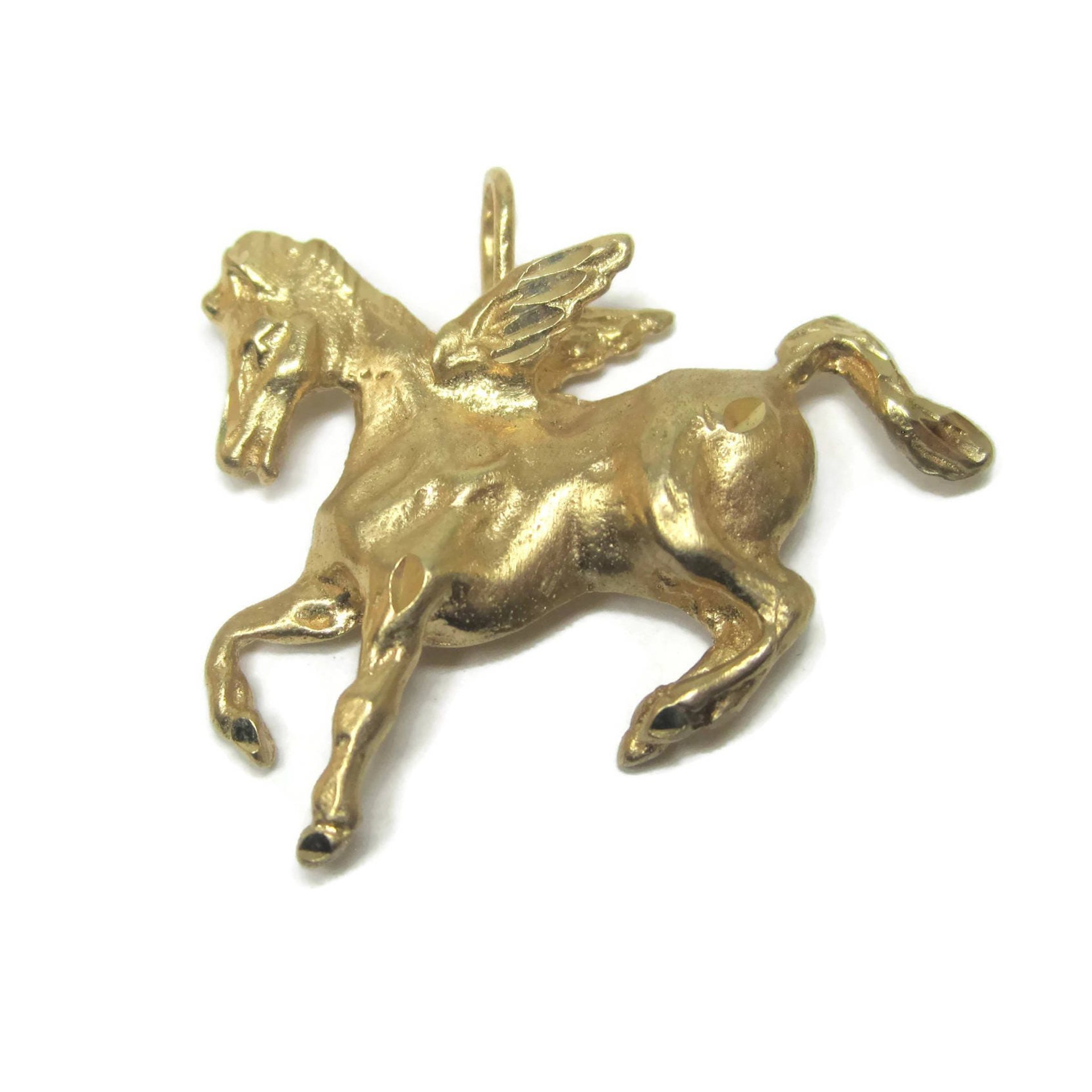 Vintage 14K Pegasus Pendant Winged Horse Necklace