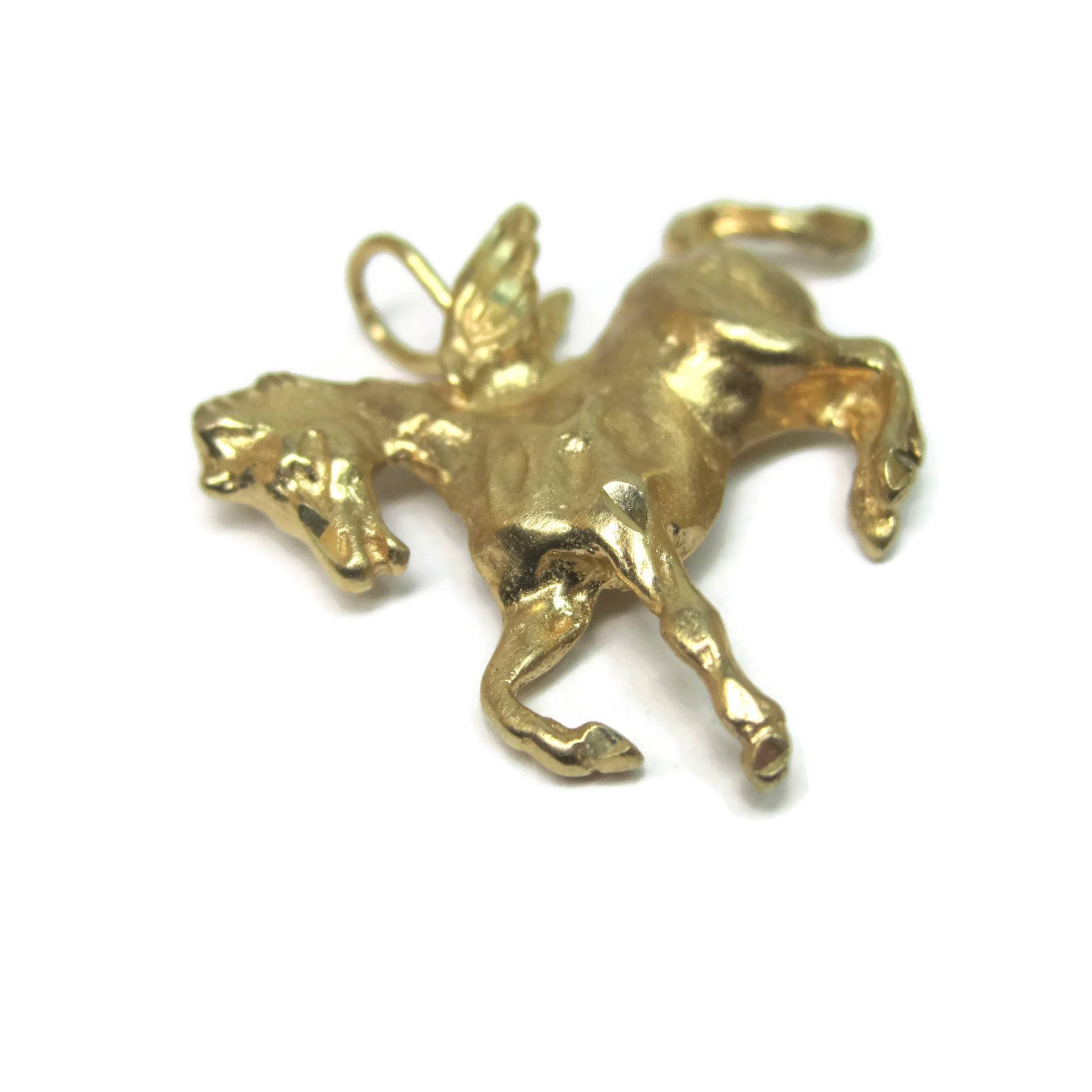 Vintage 14K Pegasus Pendant Winged Horse Necklace
