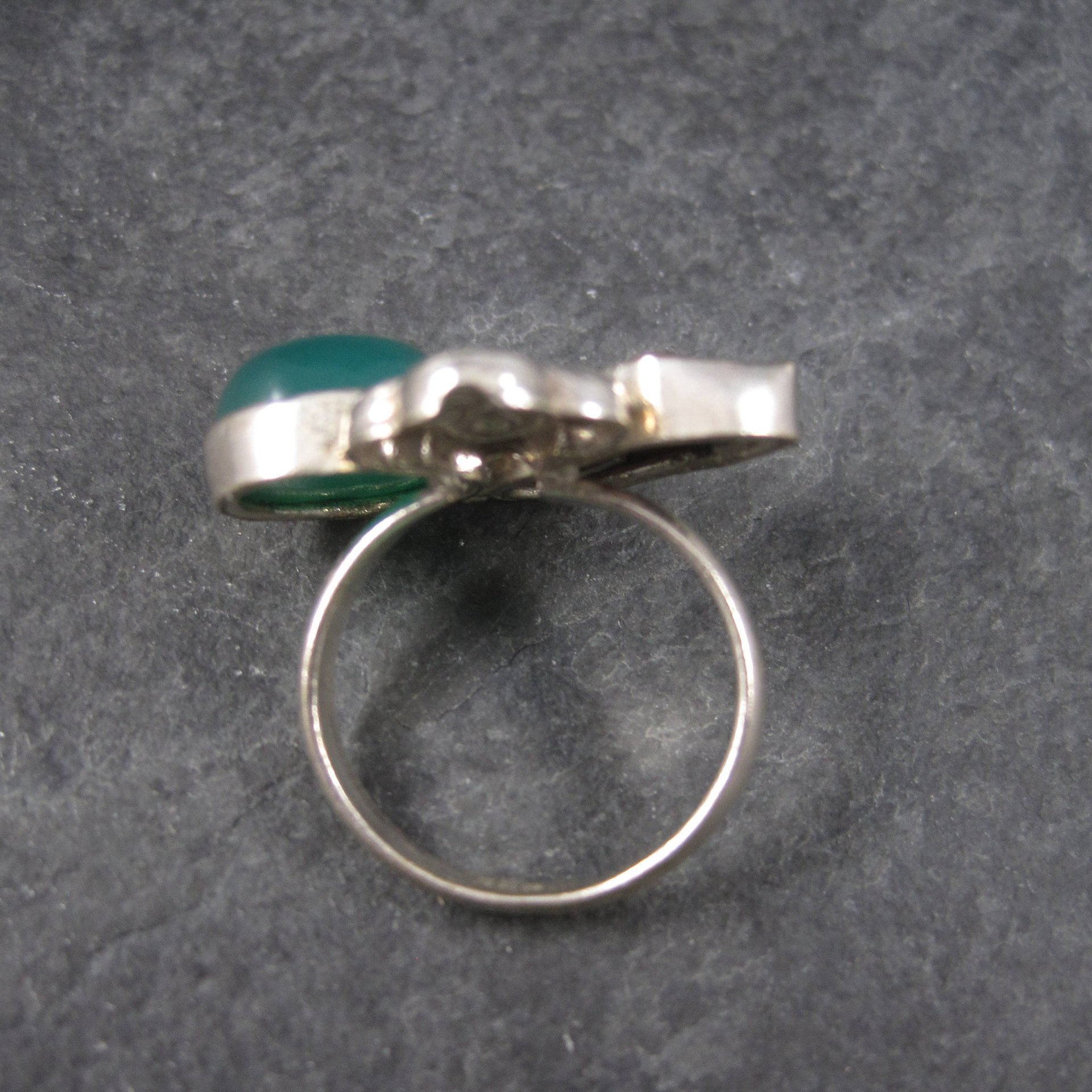 Vintage Green Onyx Baroque Pearl Ring Sterling Size 7