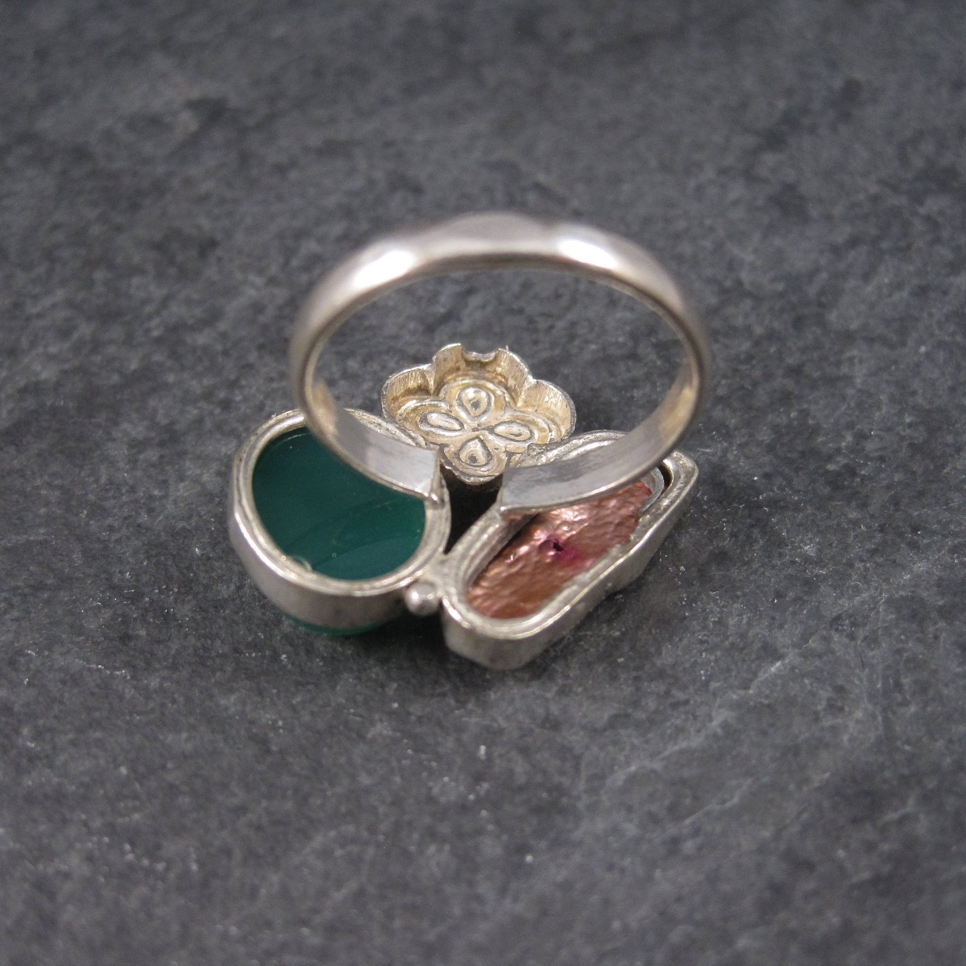 Vintage Green Onyx Baroque Pearl Ring Sterling Size 7