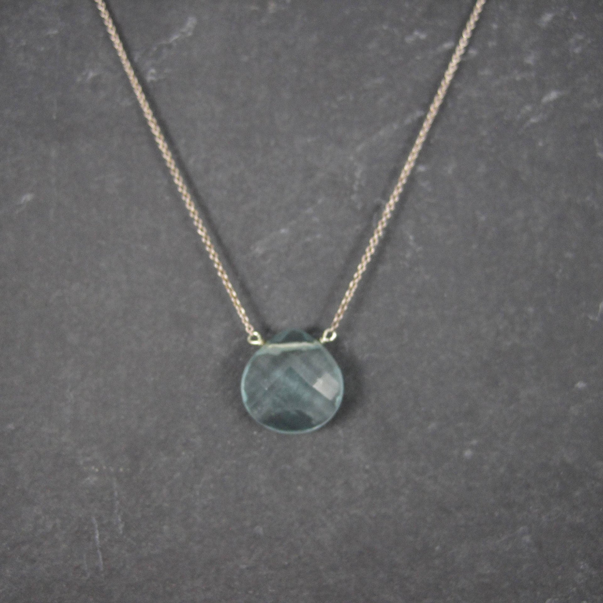 Italian Sterling Faceted Blue Topaz Briolette Pendant Necklace