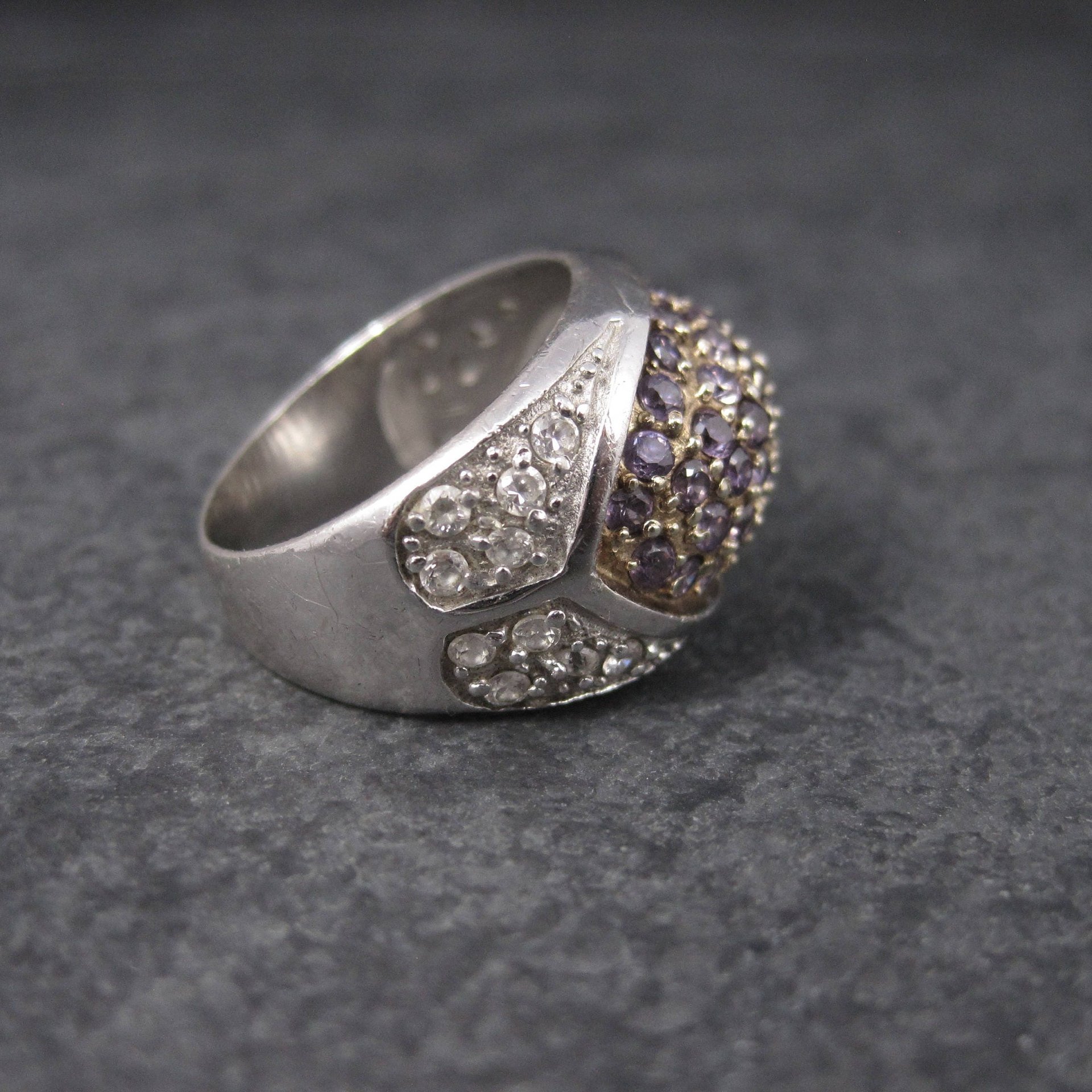 90s Amethyst Dome Ring Sterling Size 7