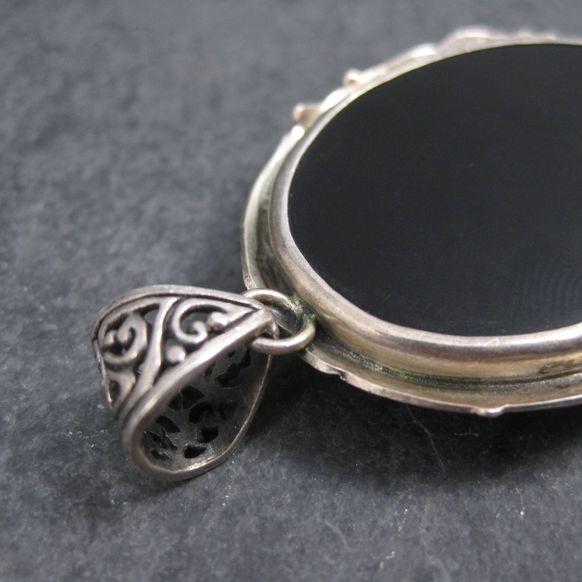 Large Sterling Onyx Parrot Pendant