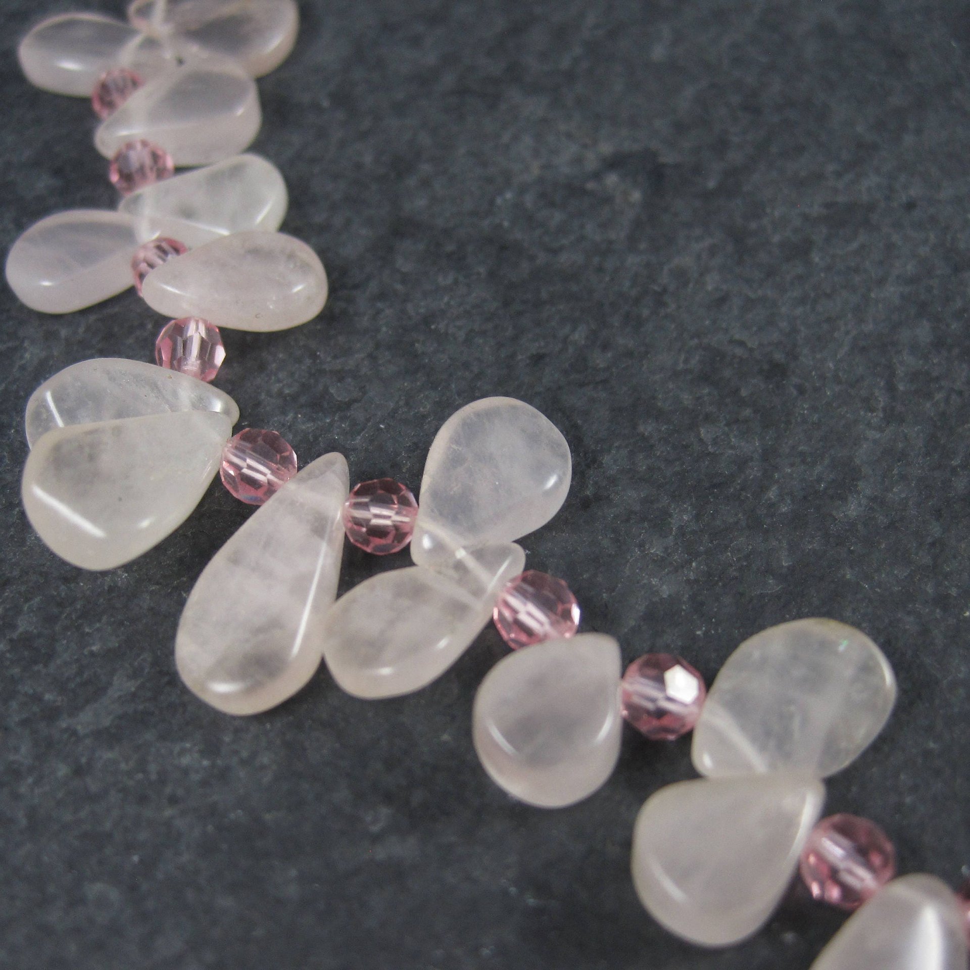 Vintage Sterling Rose Quartz Choker Necklace Carolee 15 Inches