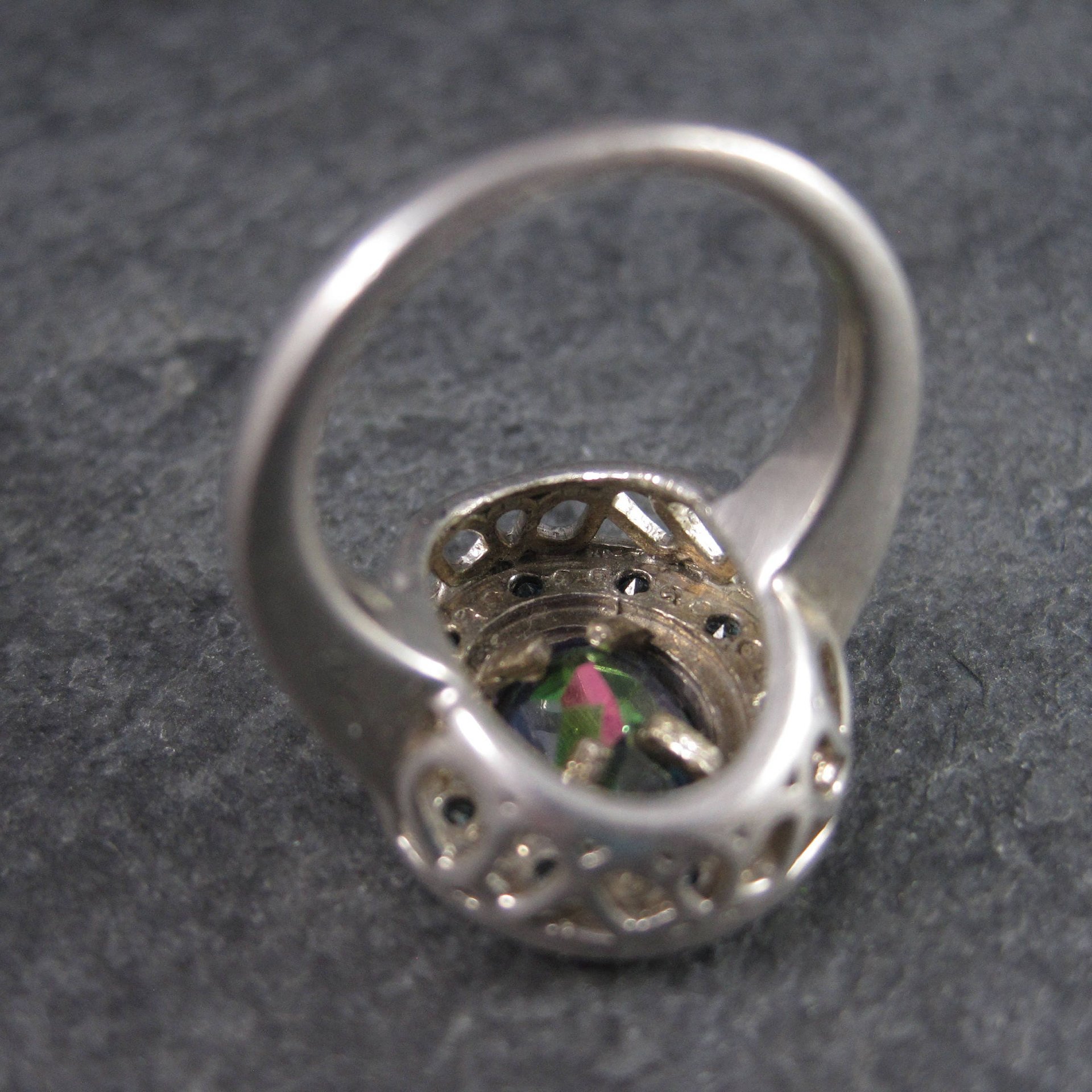 Mystic Topaz Blue Diamond Ring Sterling Size 6