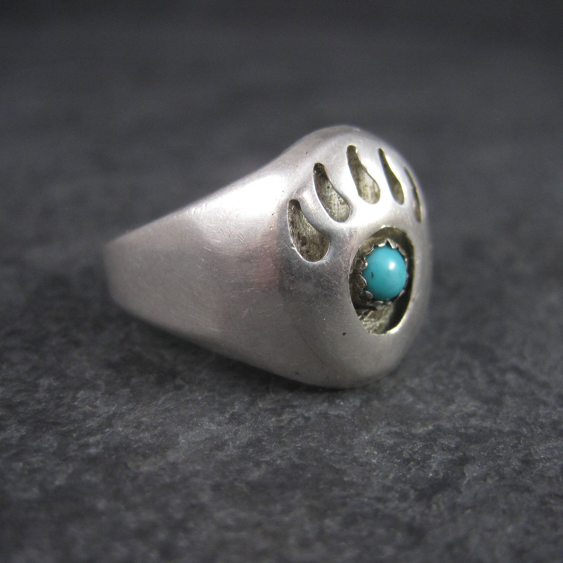 Vintage Navajo Shadowbox Bear Paw Ring Size 11