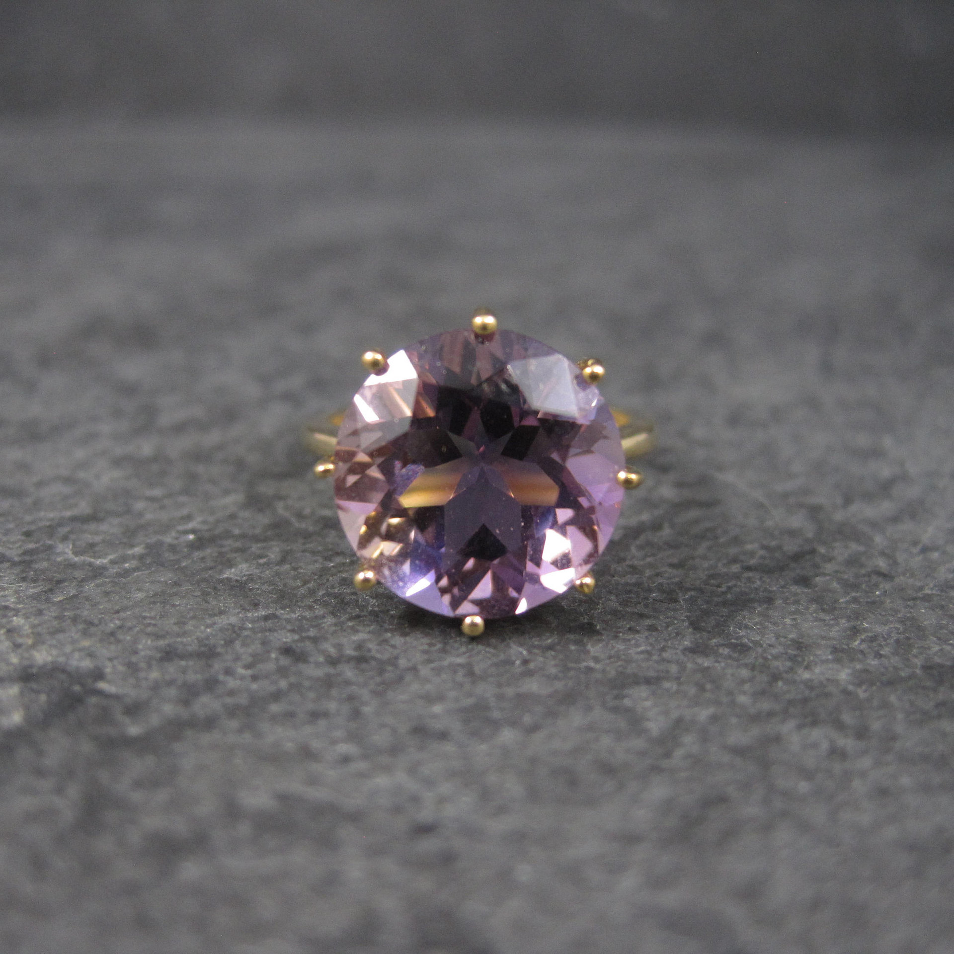 Vintage Amethyst Engagement Ring 10K Yellow Gold Solitaire Size 5