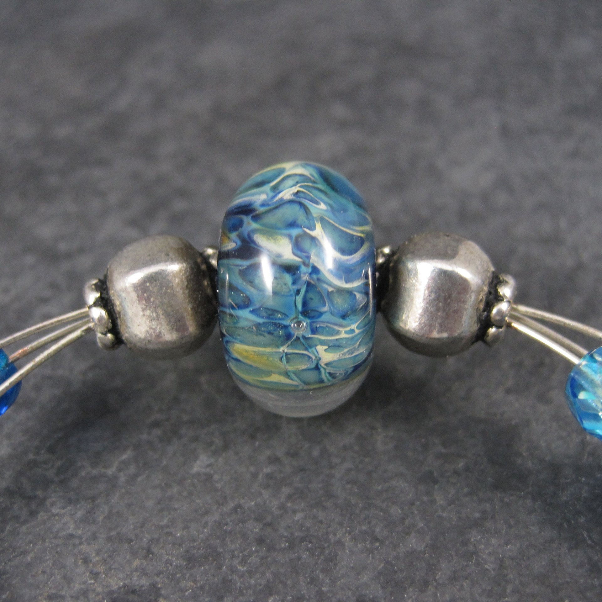 Blue Art Glass Wrap Bracelet 6-7 Inches