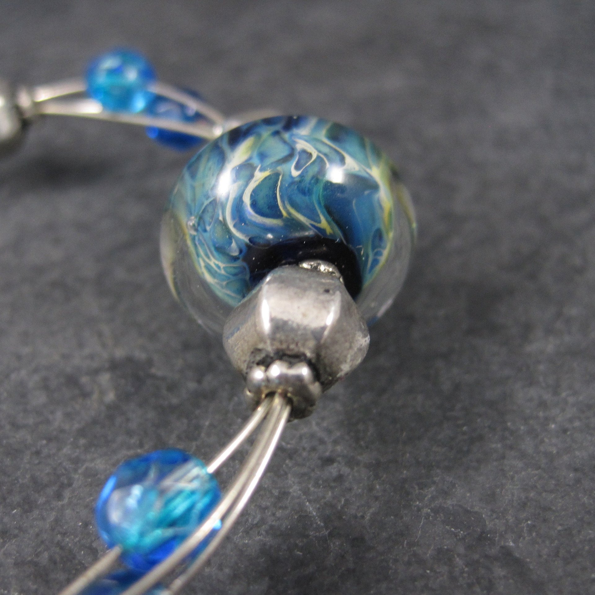 Blue Art Glass Wrap Bracelet 6-7 Inches