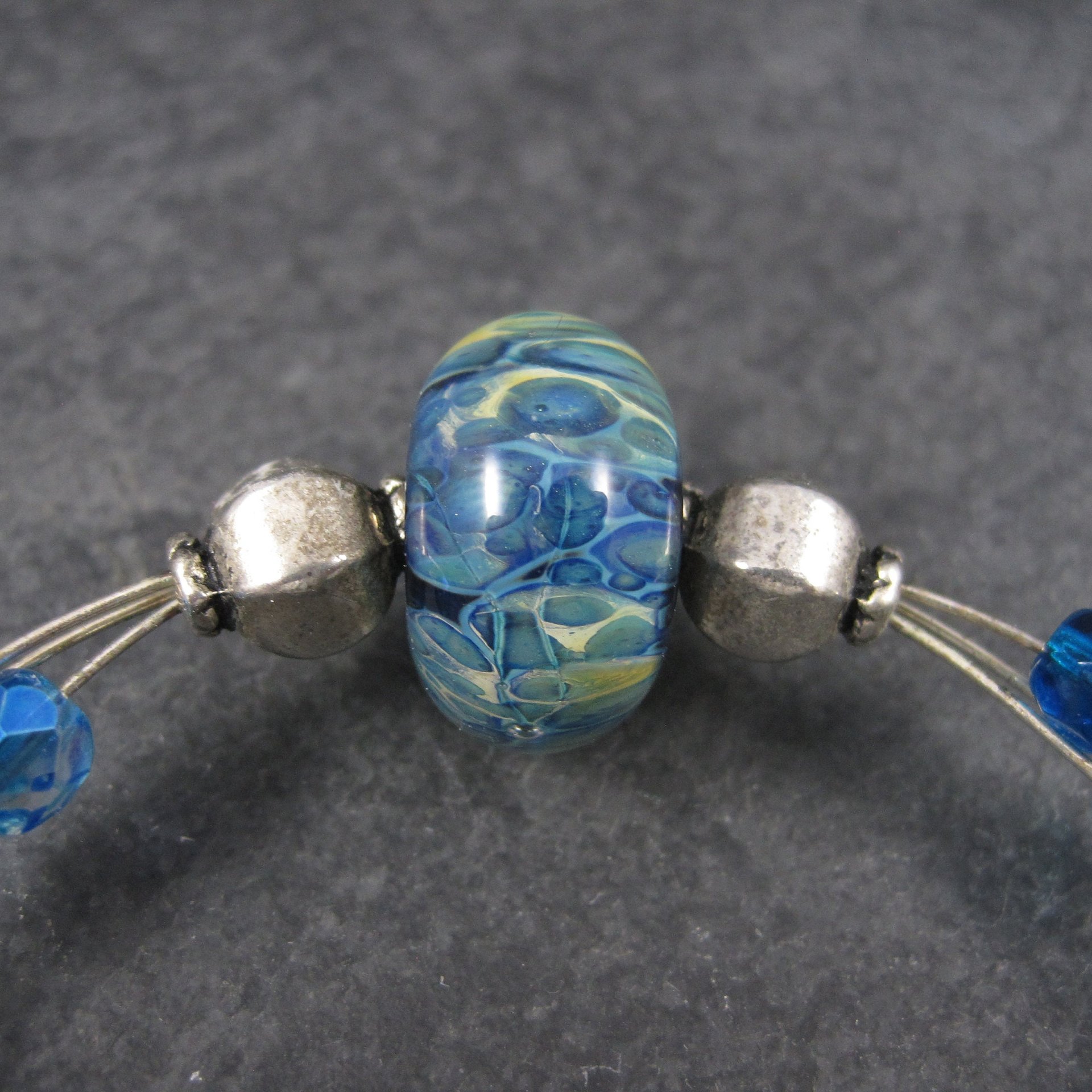 Blue Art Glass Wrap Bracelet 6-7 Inches