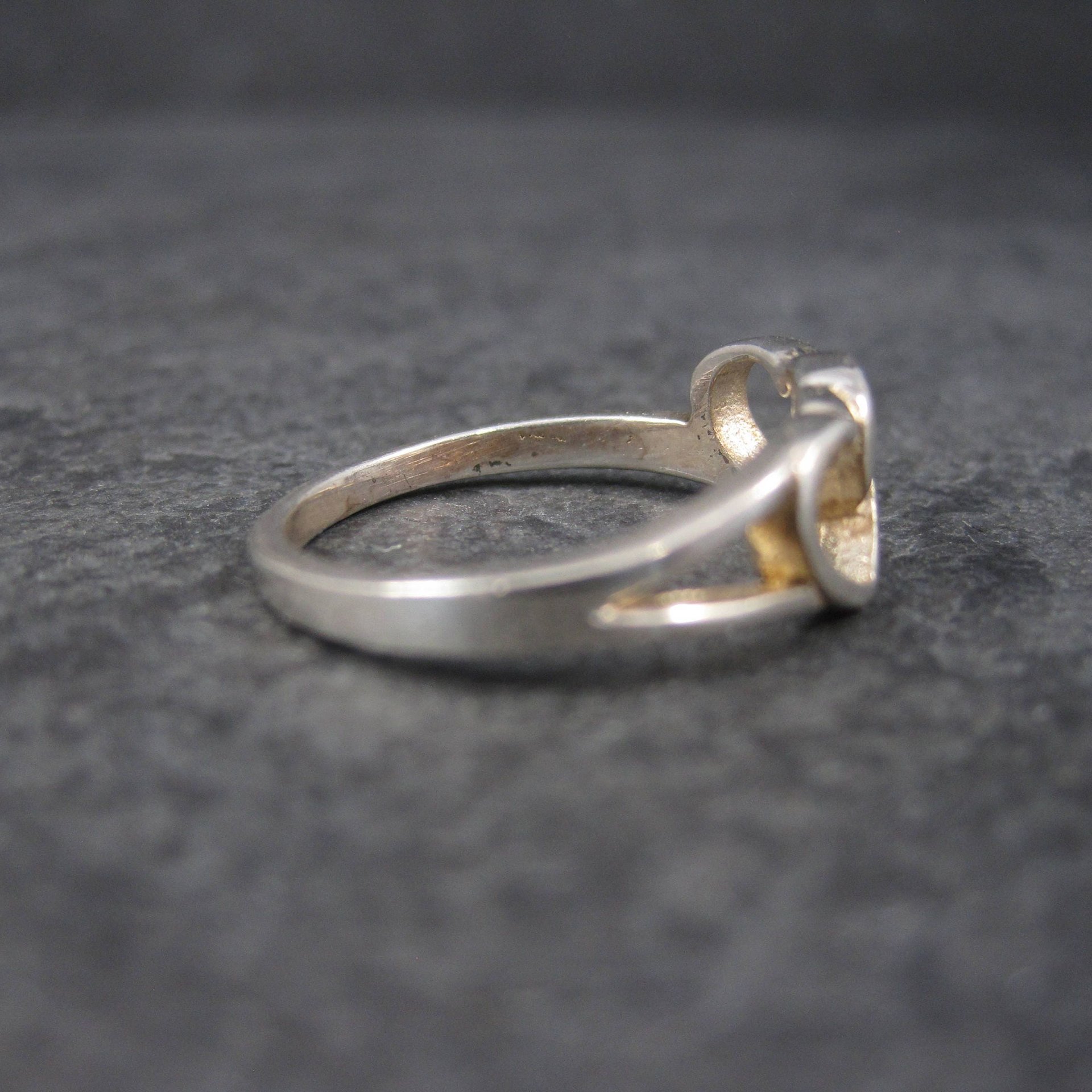 Vintage Sterling Double Heart Ring Size 8