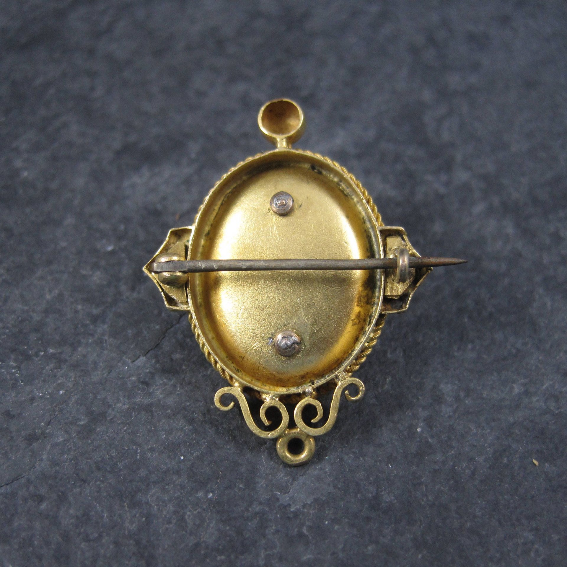 Antique Victorian 14K Coral Rose Brooch Pendant