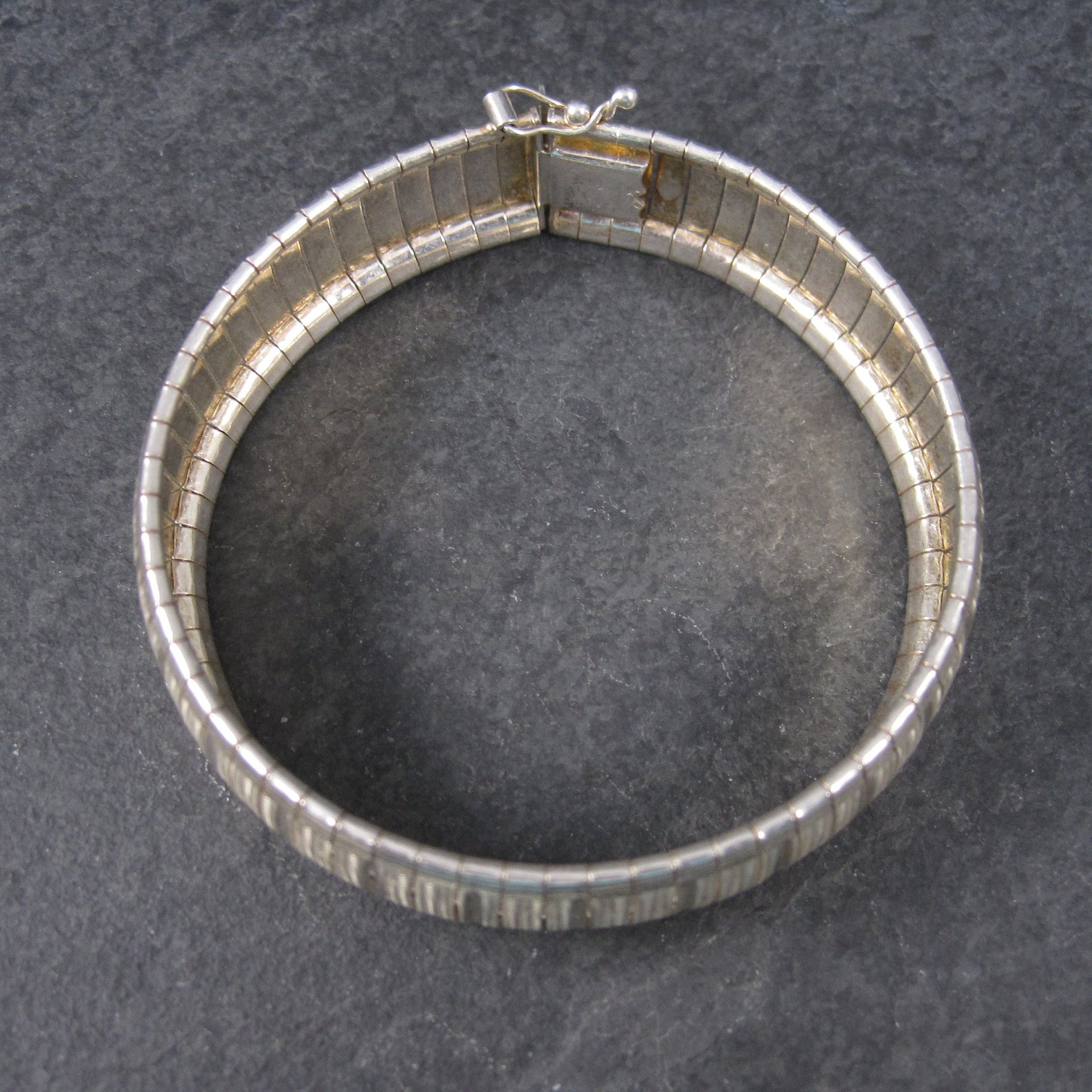 Wide Vintage Sterling 18mm Snake Bracelet 7.5 Inches