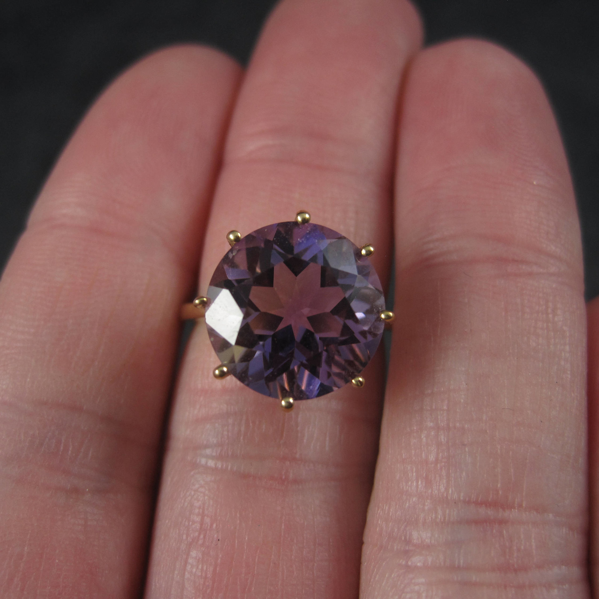 Vintage Amethyst Engagement Ring 10K Yellow Gold Solitaire Size 5