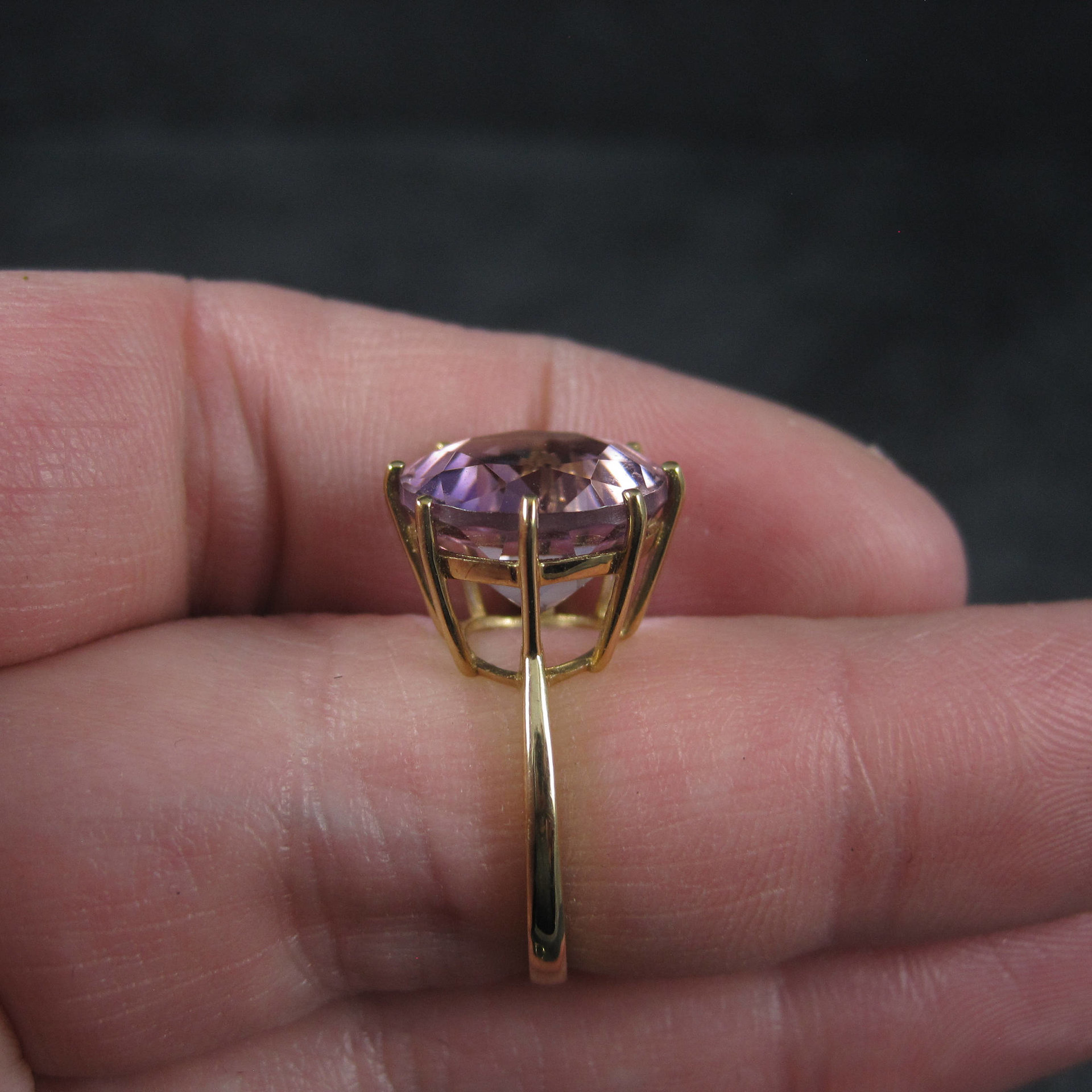 Vintage Amethyst Engagement Ring 10K Yellow Gold Solitaire Size 5