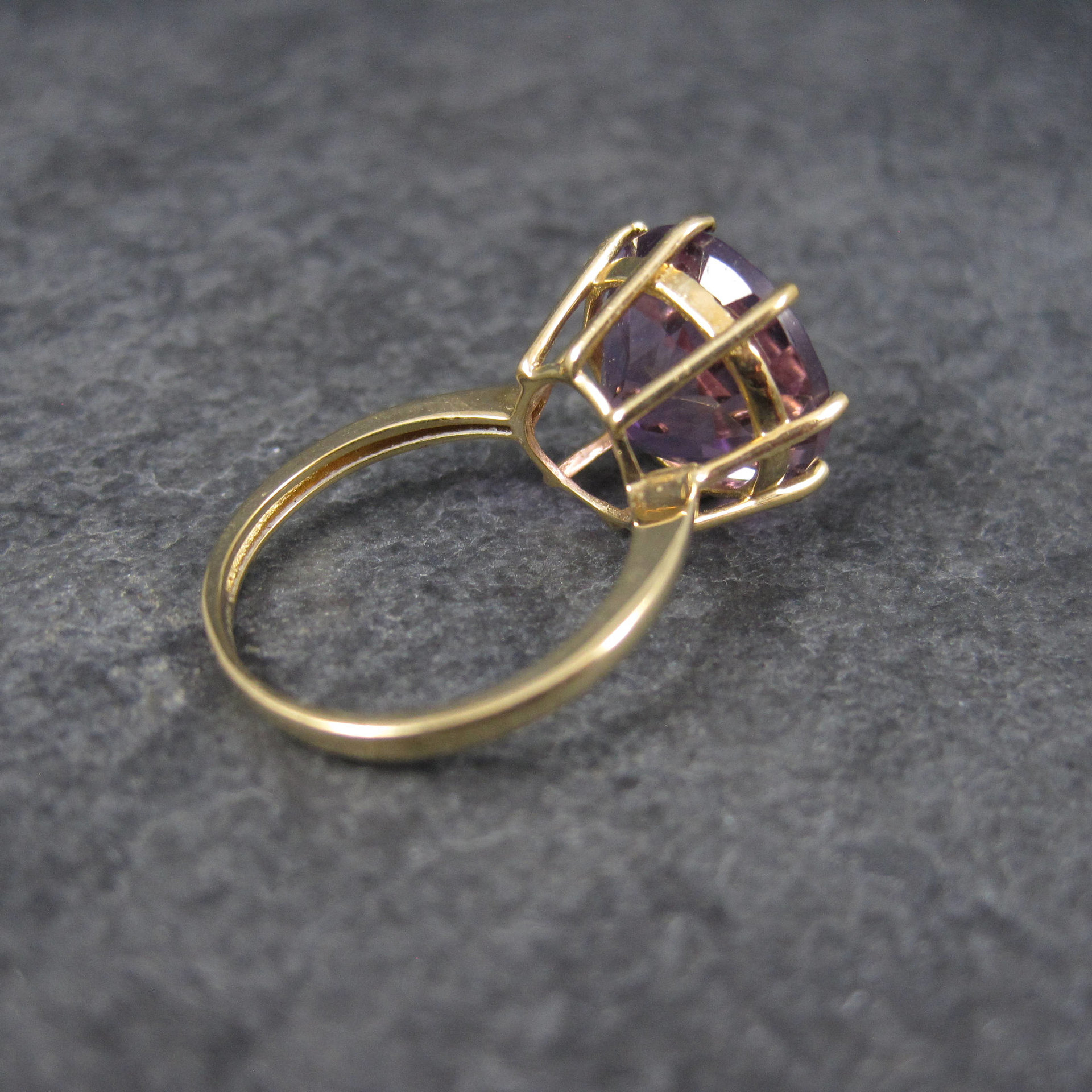 Vintage Amethyst Engagement Ring 10K Yellow Gold Solitaire Size 5