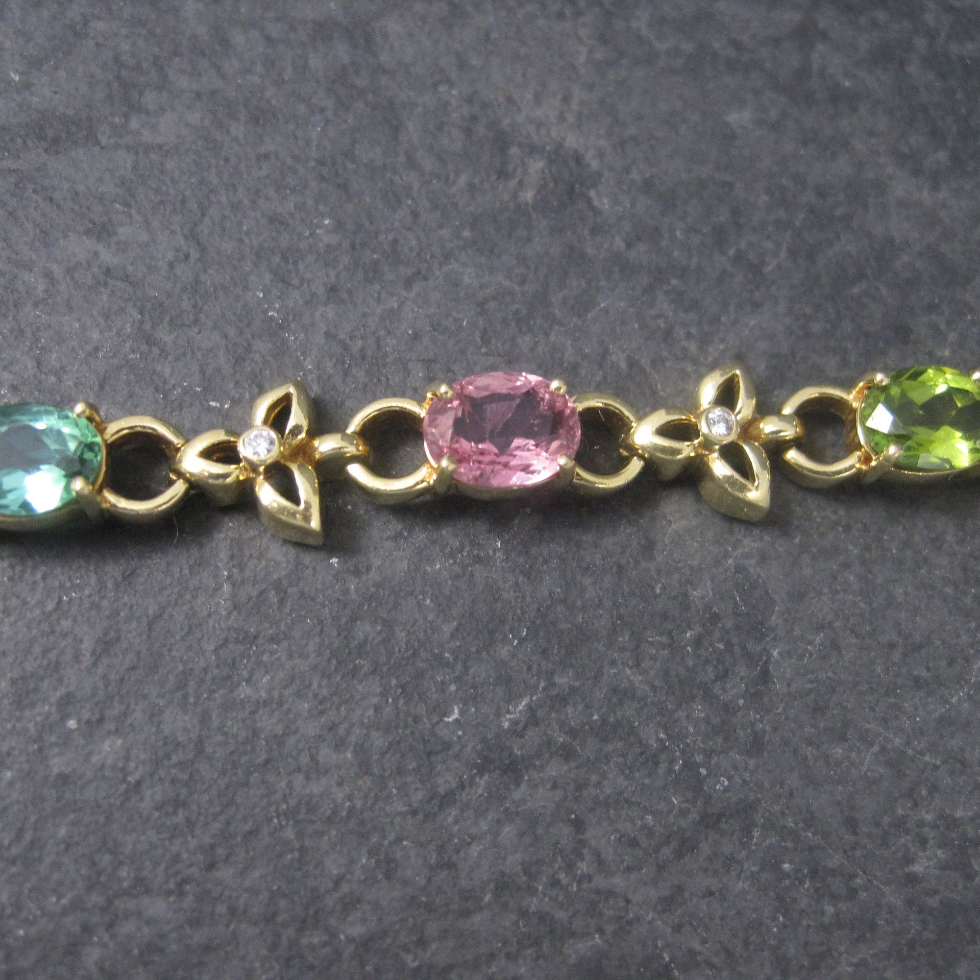 Estate 18K 12 Carat Gemstone Diamond Bracelet 6.5 Inches