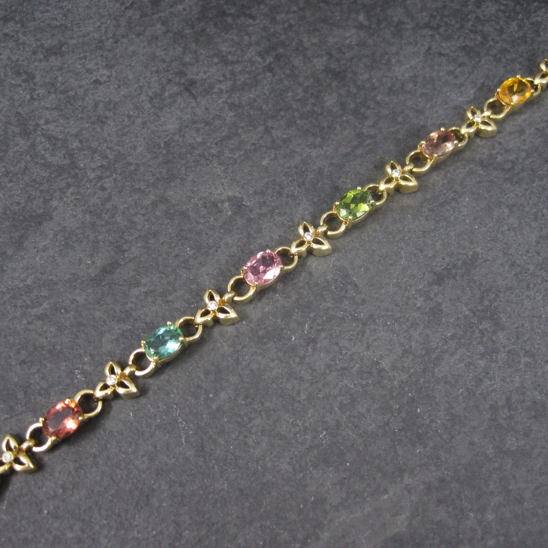 Estate 18K 12 Carat Gemstone Diamond Bracelet 6.5 Inches