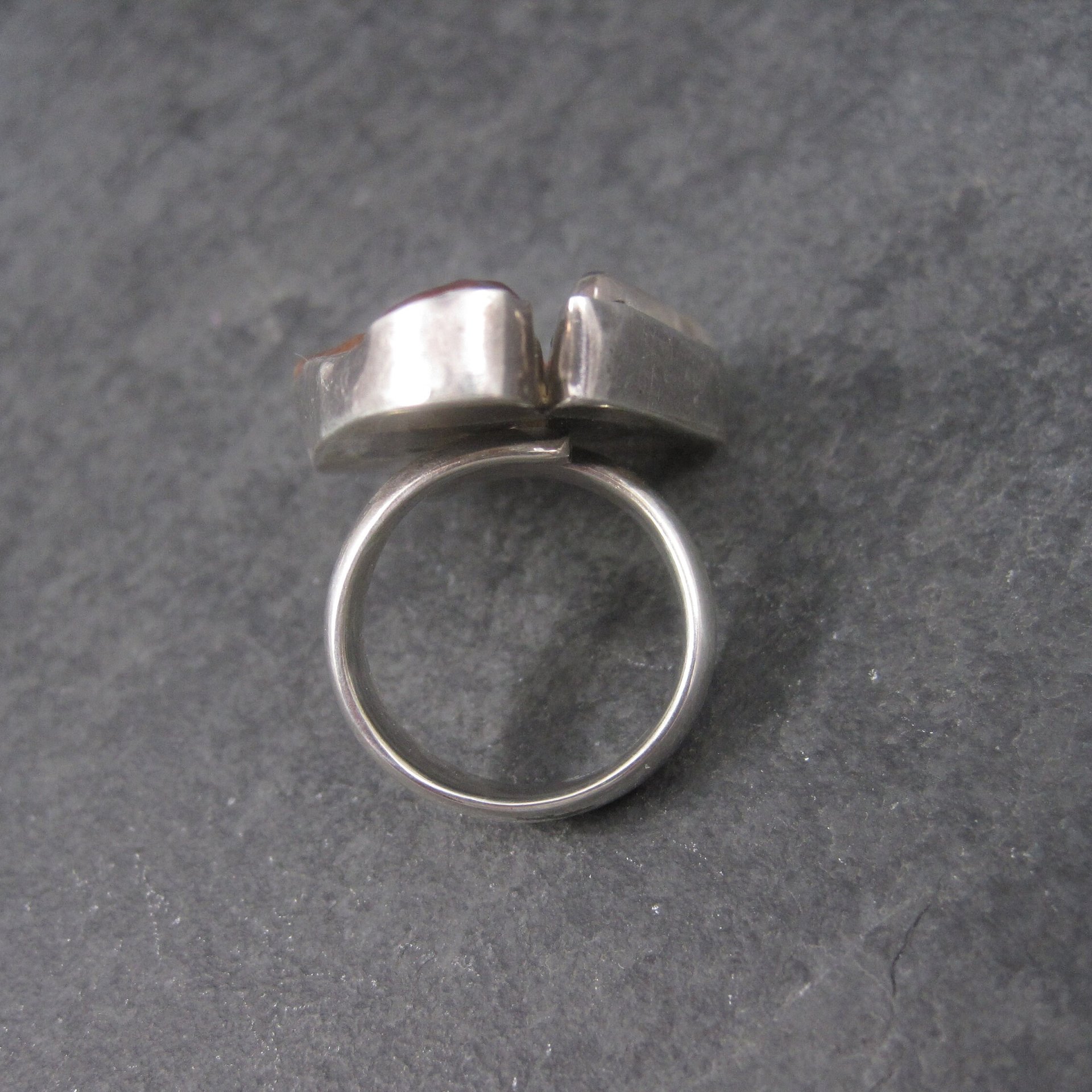 Estate Designer Sterling Biwa Pearl Art Glass Ring Size 7-8