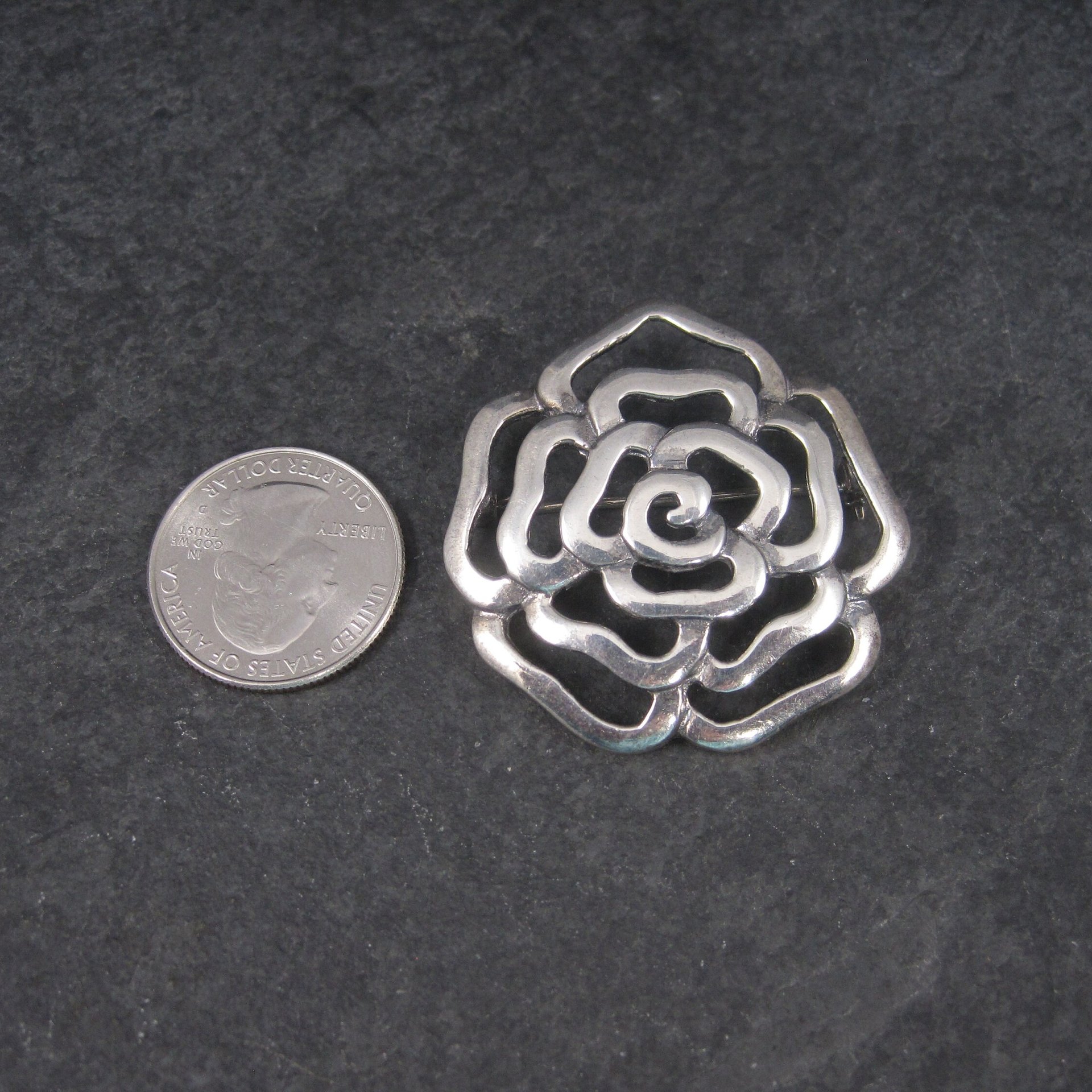 Estate Sterling Flower Brooch