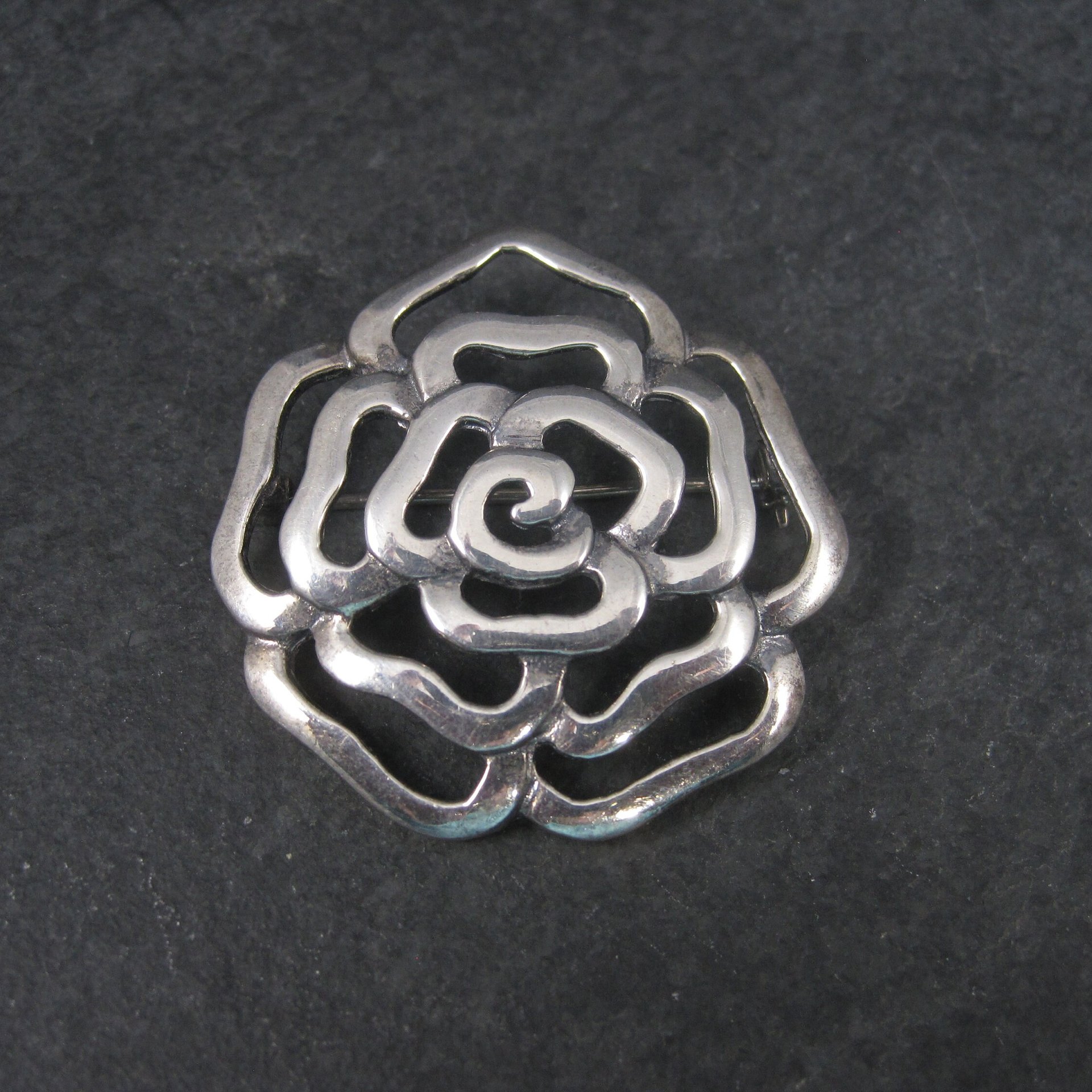 Estate Sterling Flower Brooch